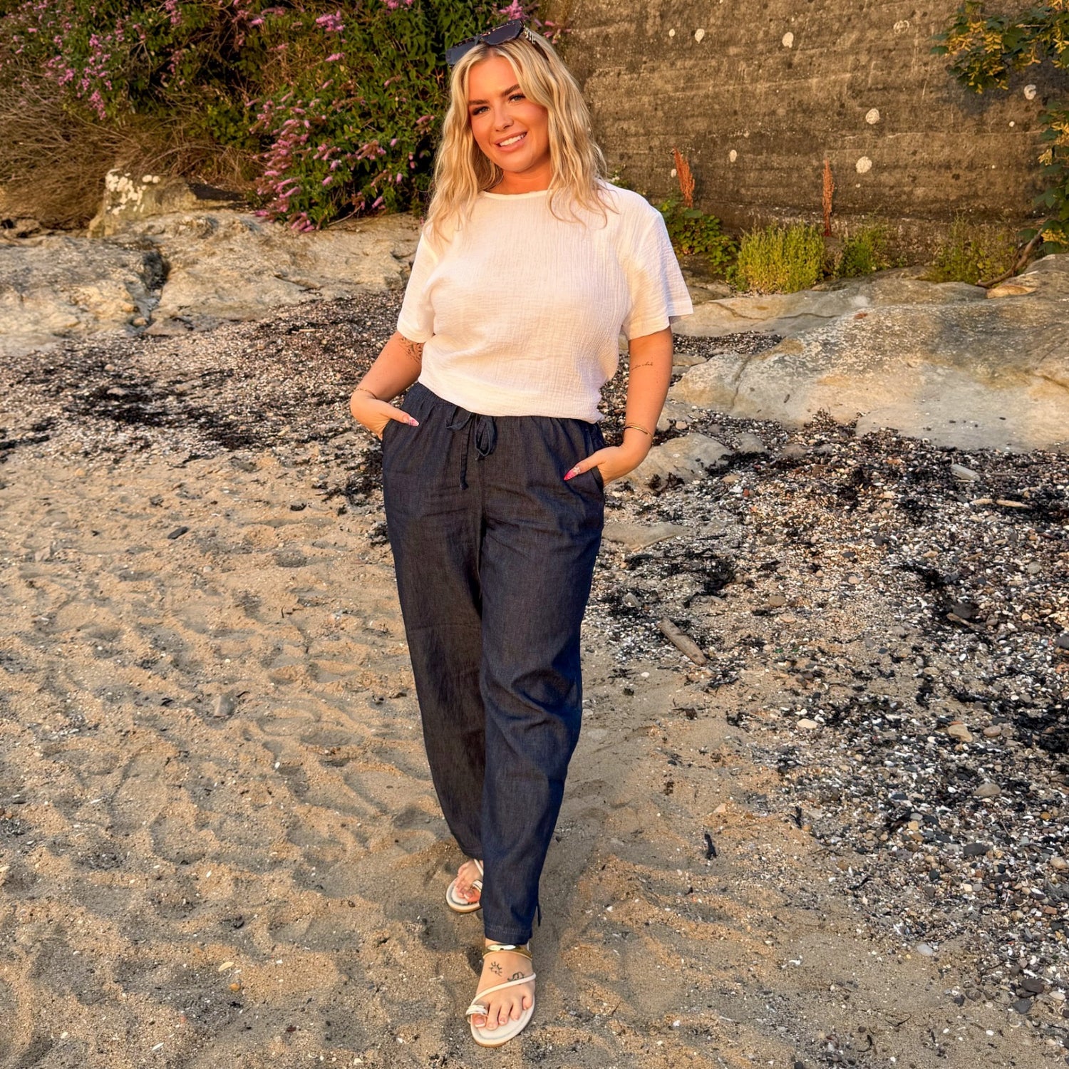 Relaxed Chambray Trousers - Denim