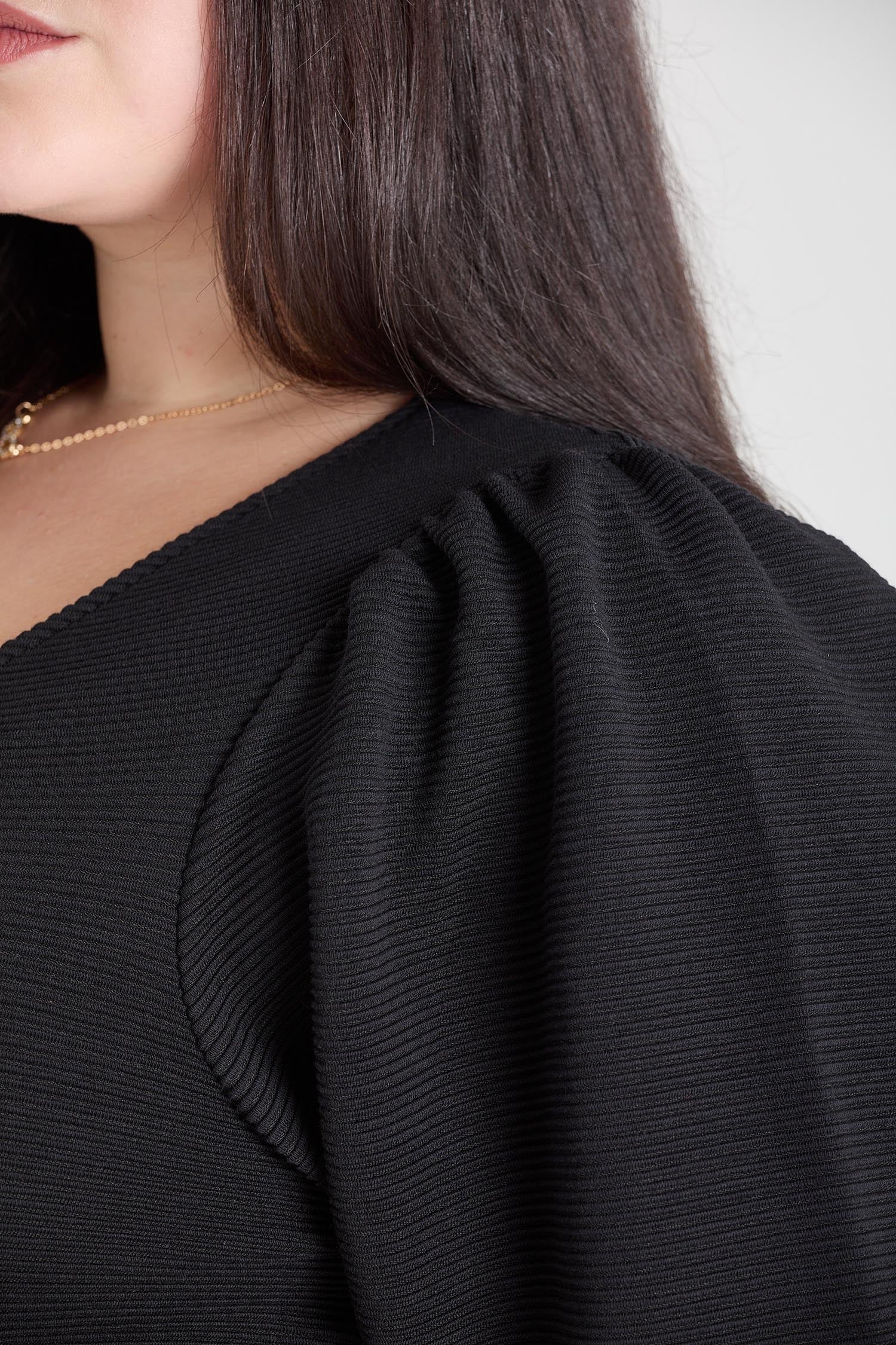 Jumpsuit de envoltura de manga larga otomana - Negro