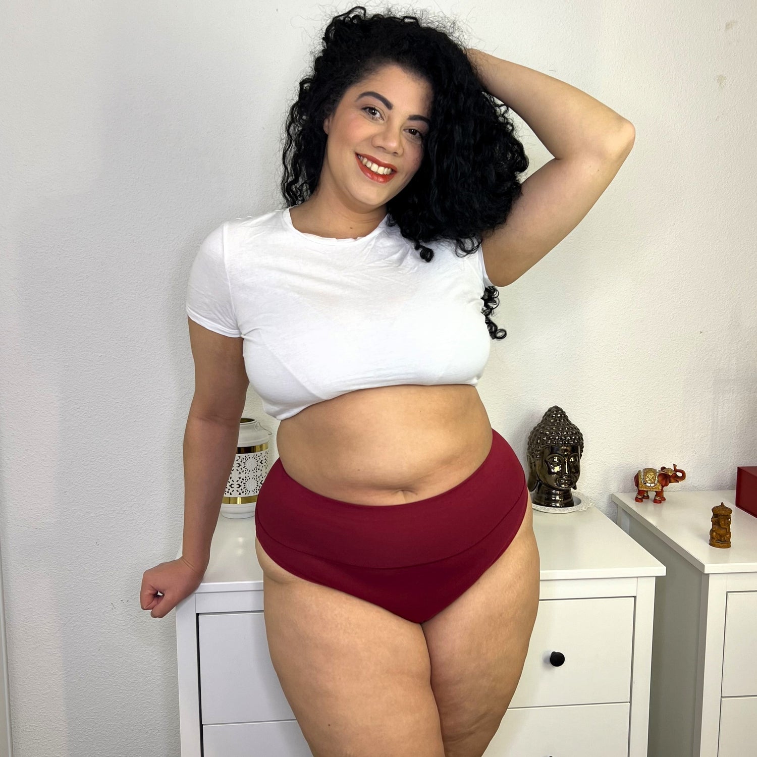 Braguitas de algodón orgánico de pierna alta - Rojo sangre