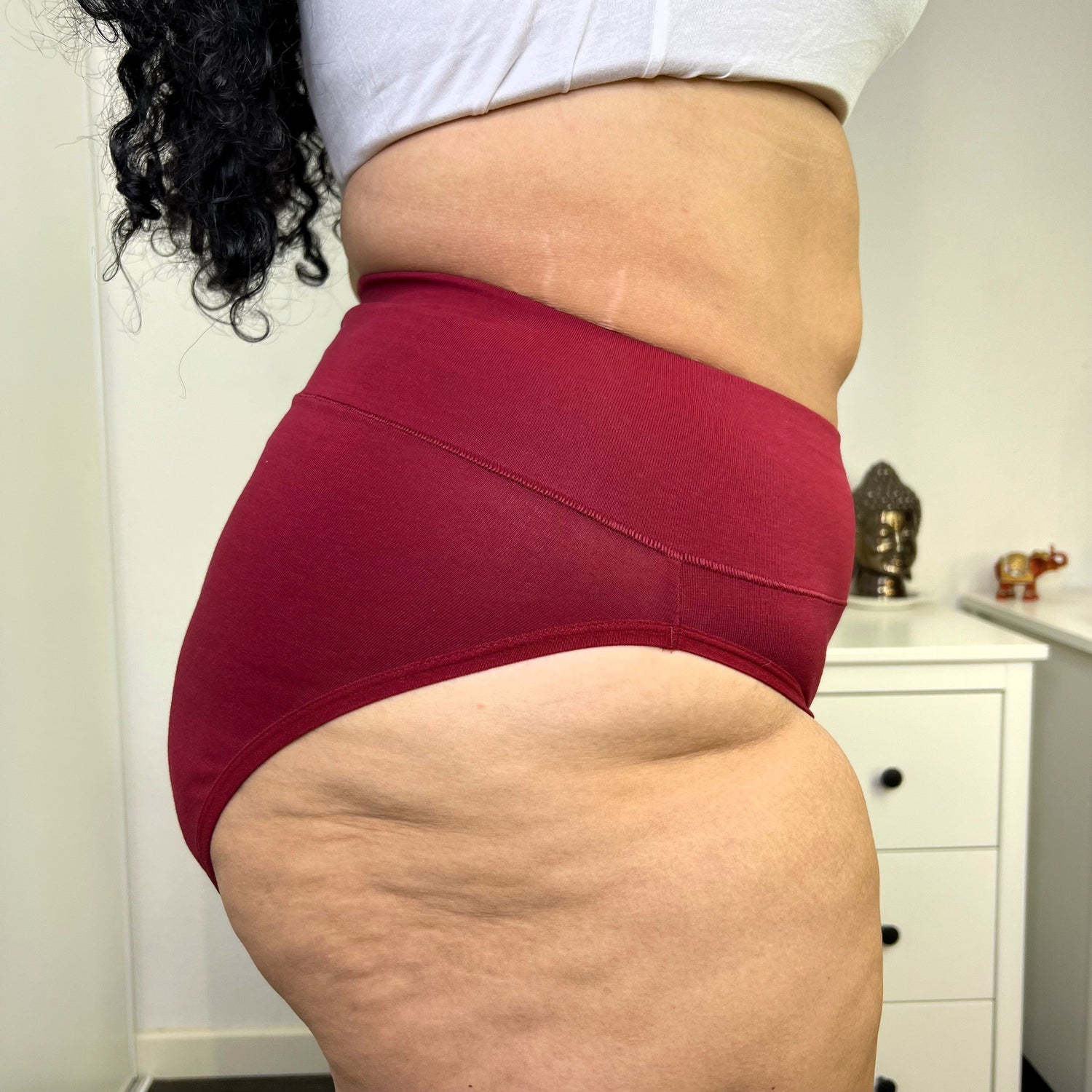 Braguitas de algodón orgánico de pierna alta - Rojo sangre