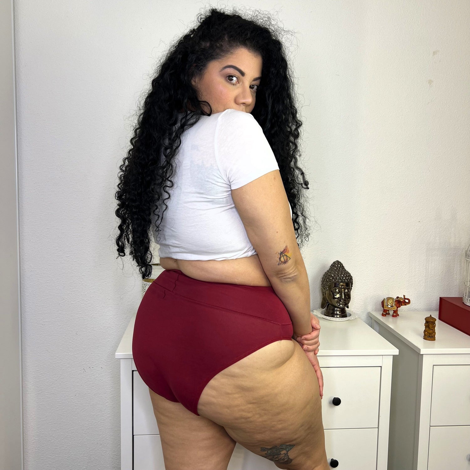 Braguitas de algodón orgánico de pierna alta - Rojo sangre