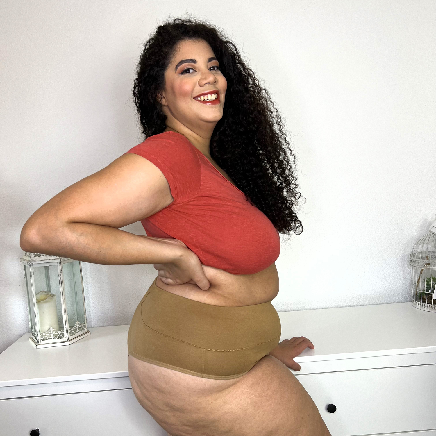 Braguitas altas de algodón orgánico - Caramelo