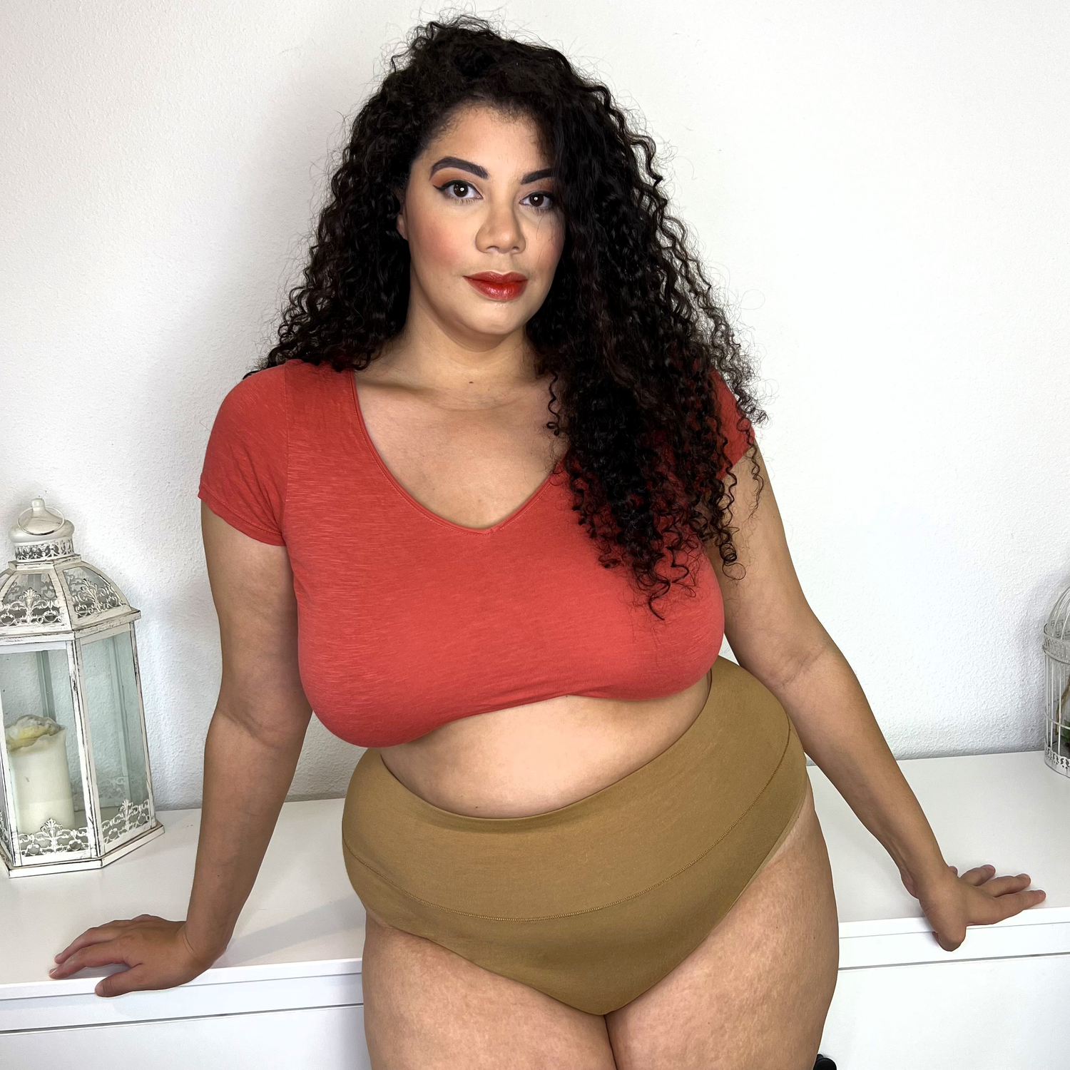 Braguitas altas de algodón orgánico - Caramelo