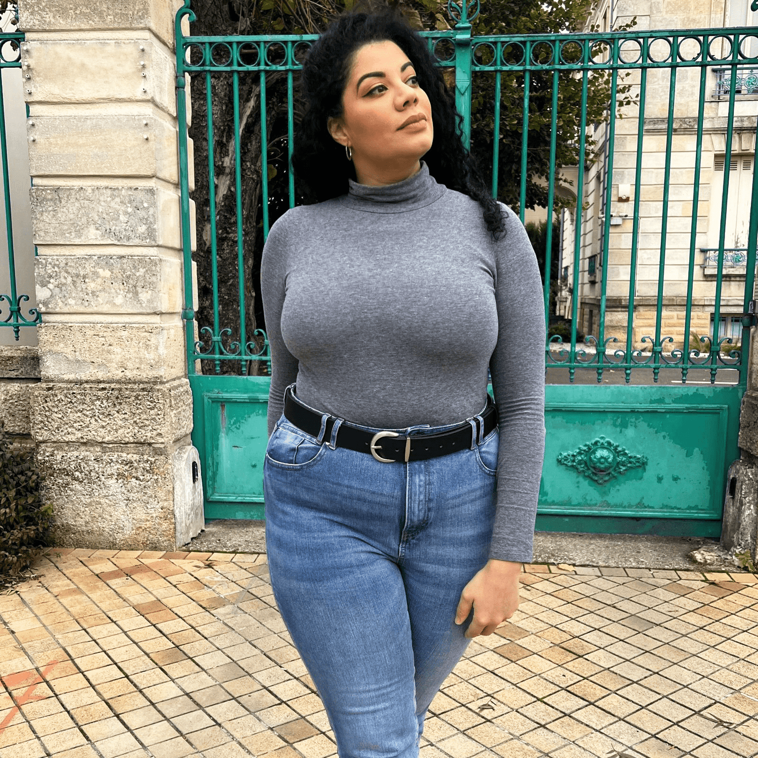 Cinturón de piel vegana - Plateado