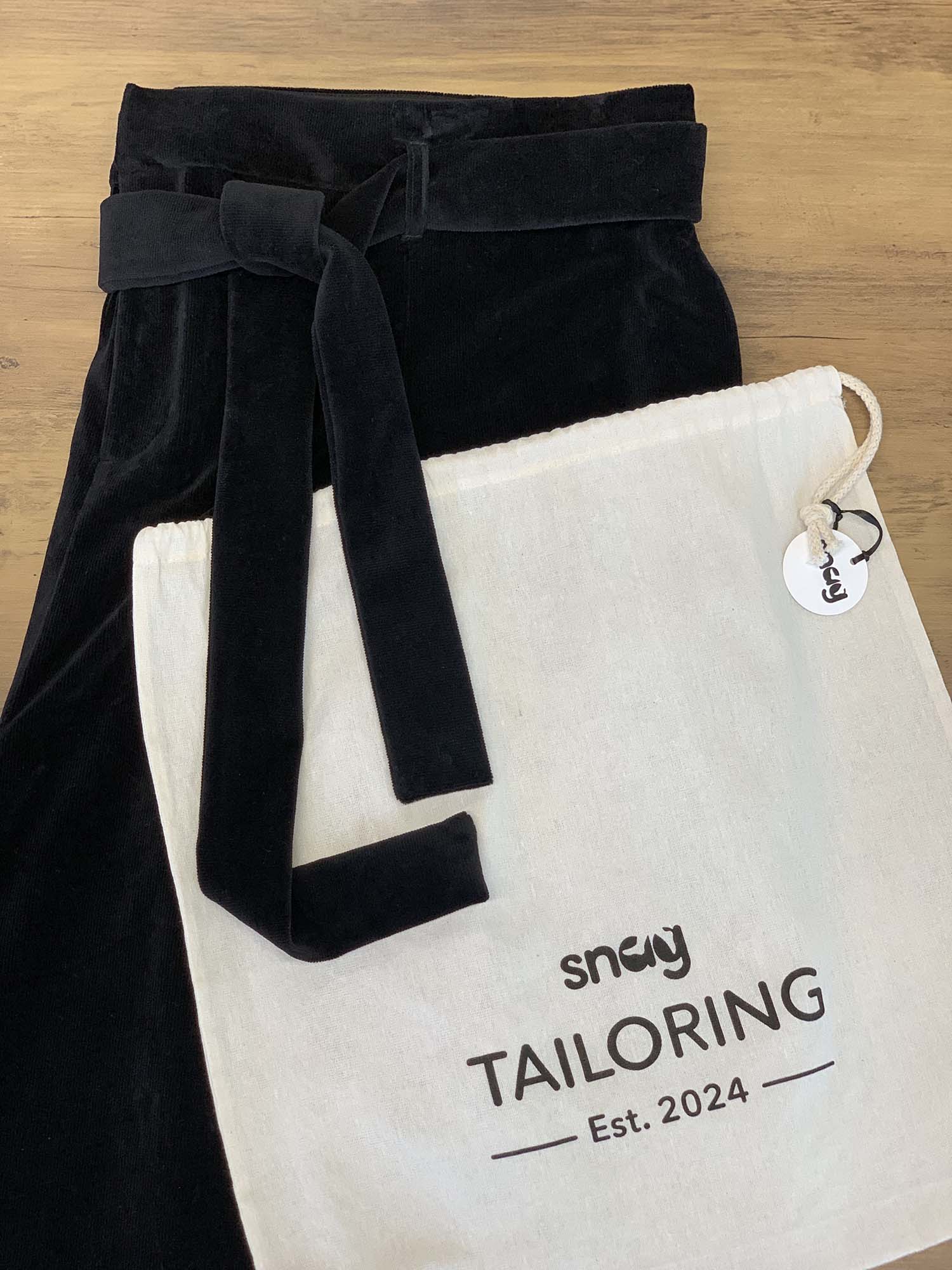 Pantalones a medida de cordón ancho de la pierna - negro