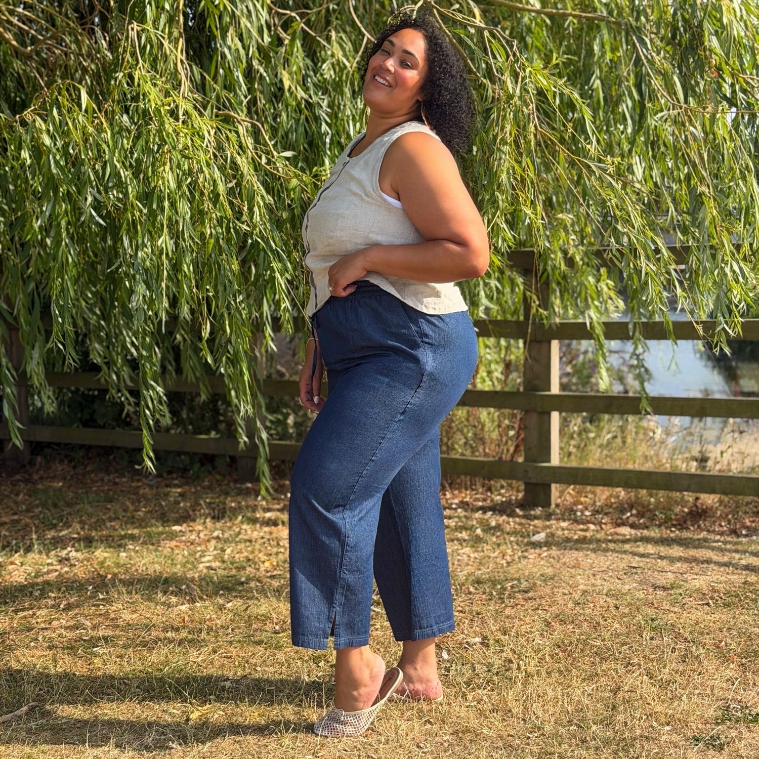 Relaxed Chambray Trousers - Denim