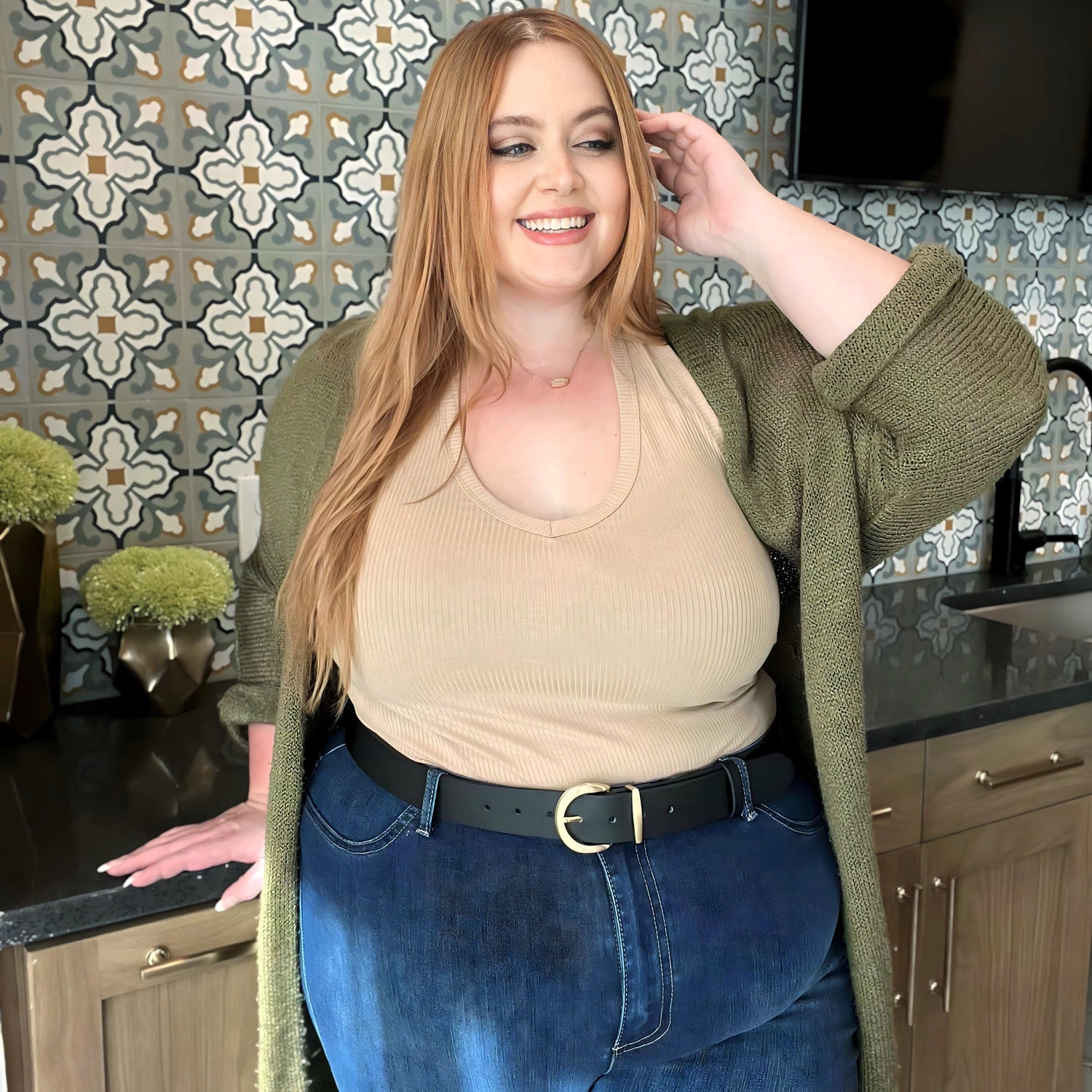 Cinturón de piel vegana - Dorado