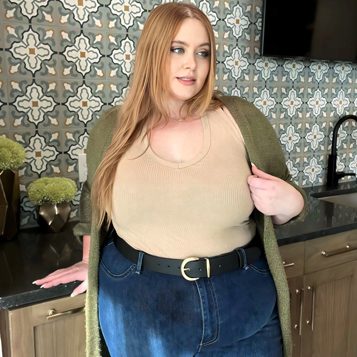 Cinturón de piel vegana - Dorado