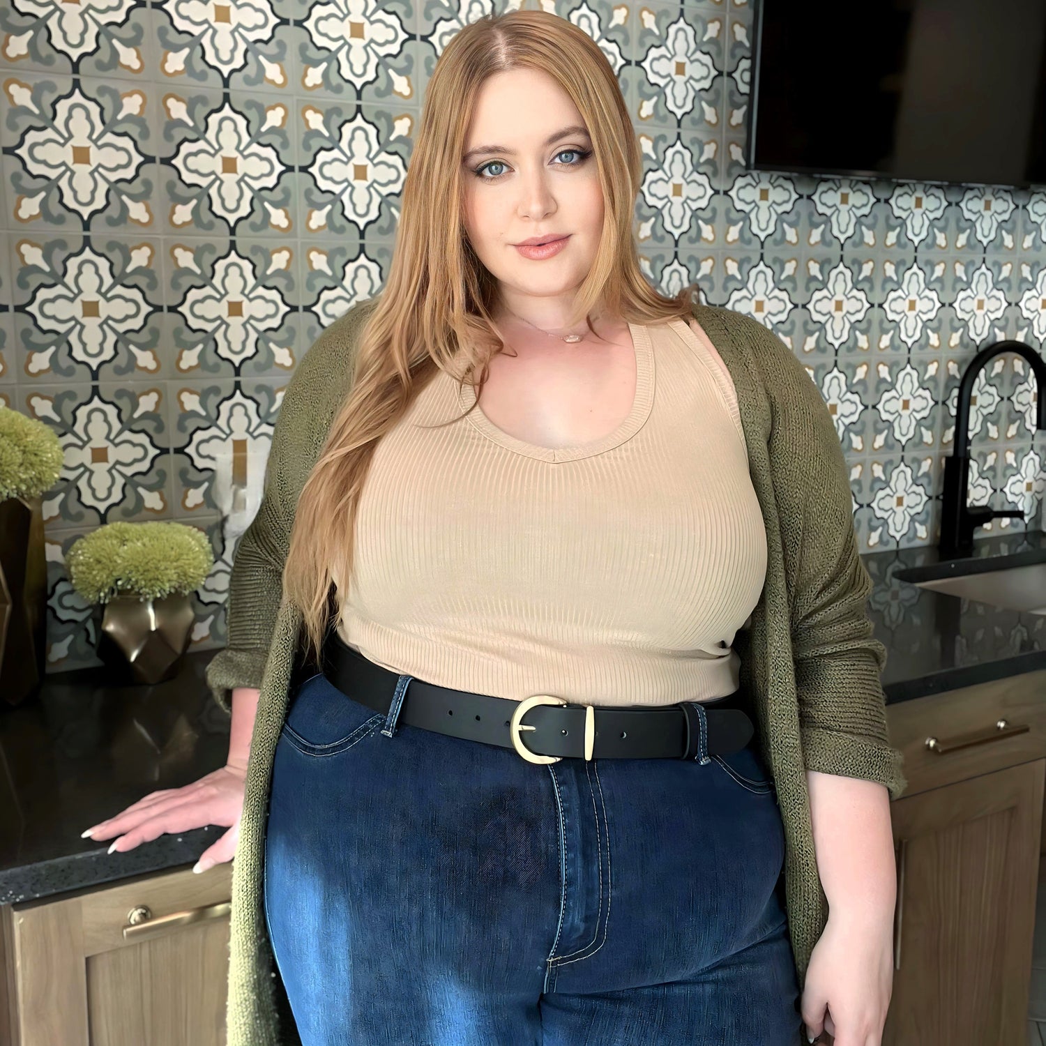 Cinturón de piel vegana - Dorado