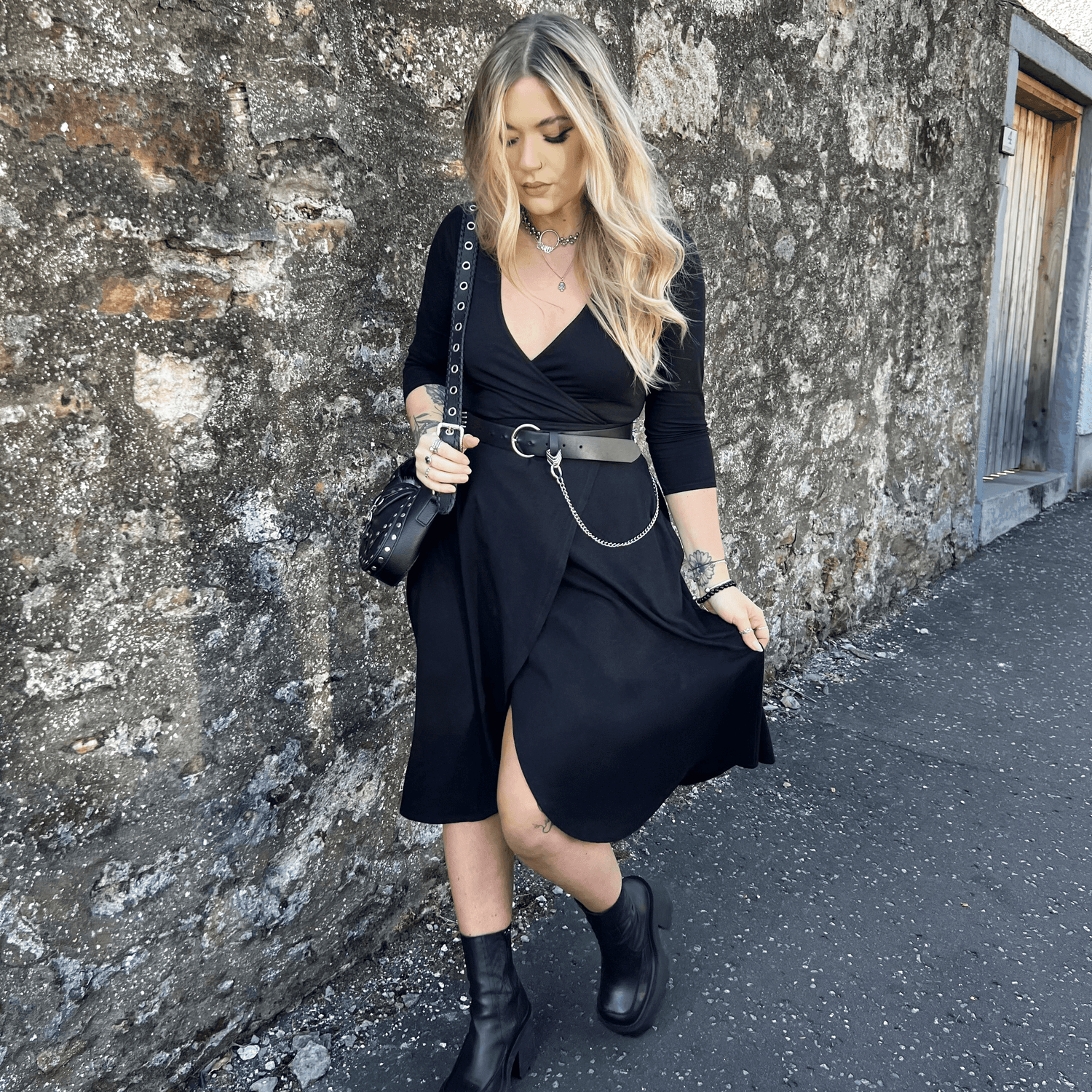 Vestido cruzado - Negro