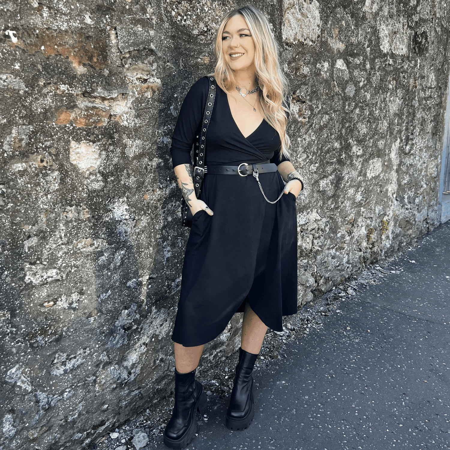 Vestido cruzado - Negro