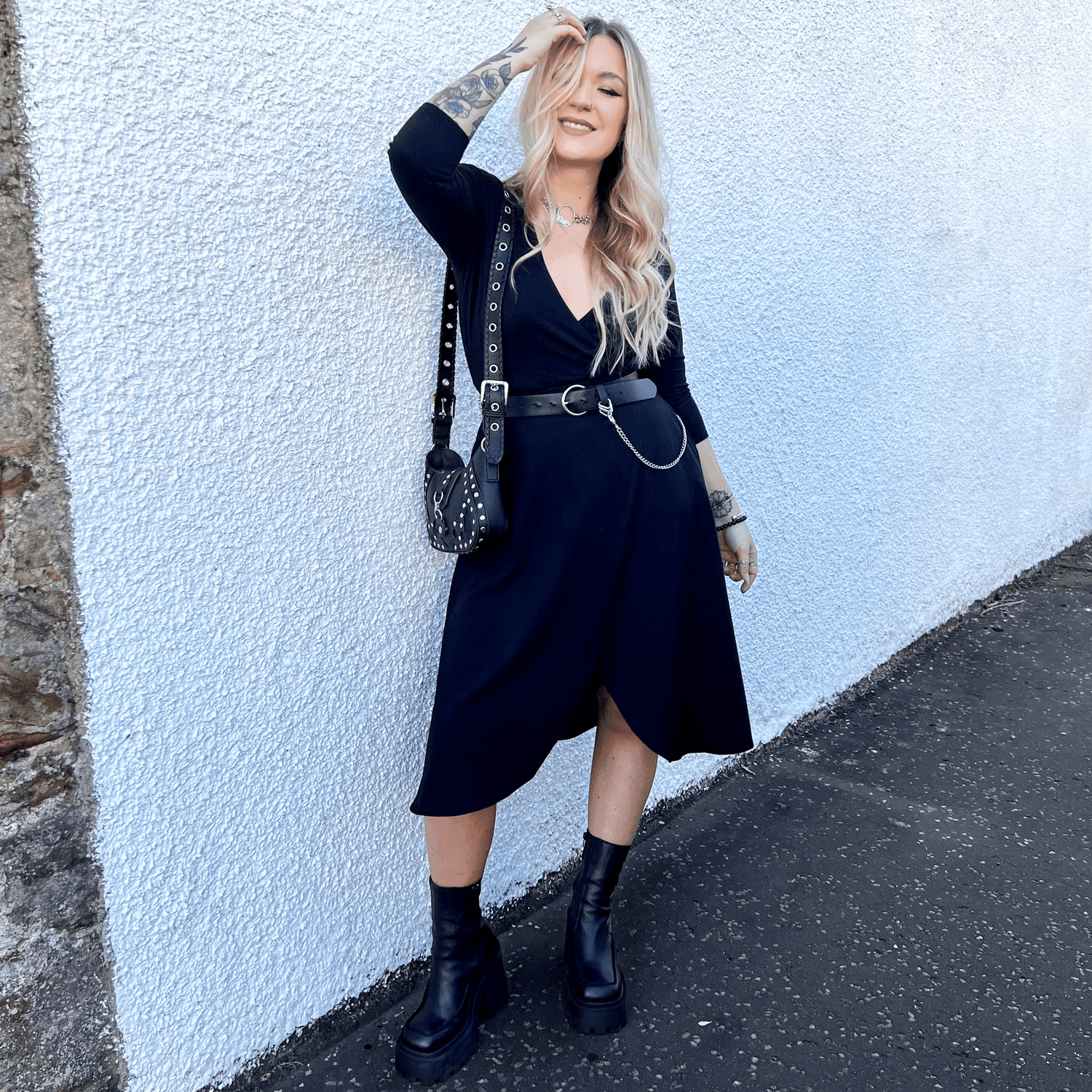 Vestido cruzado - Negro