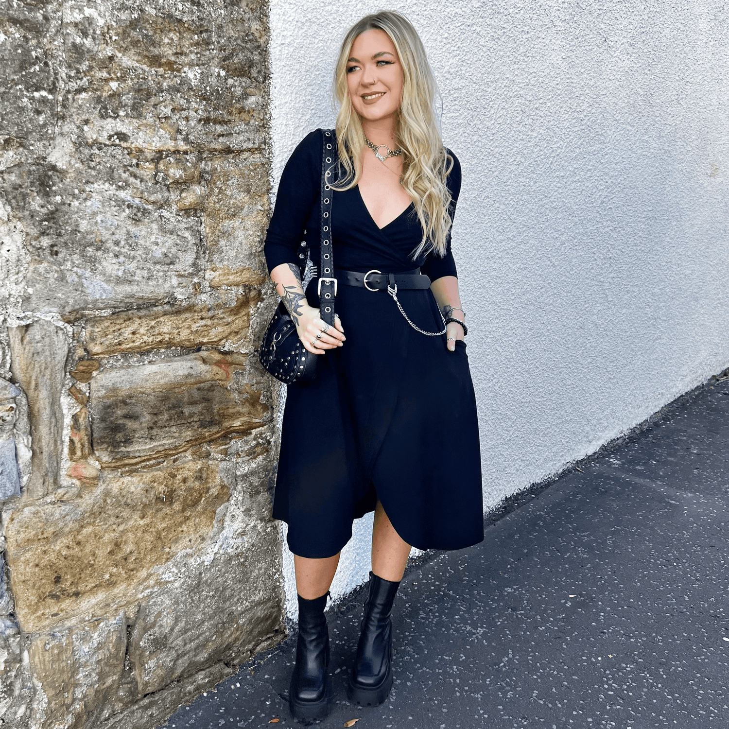 Vestido cruzado - Negro