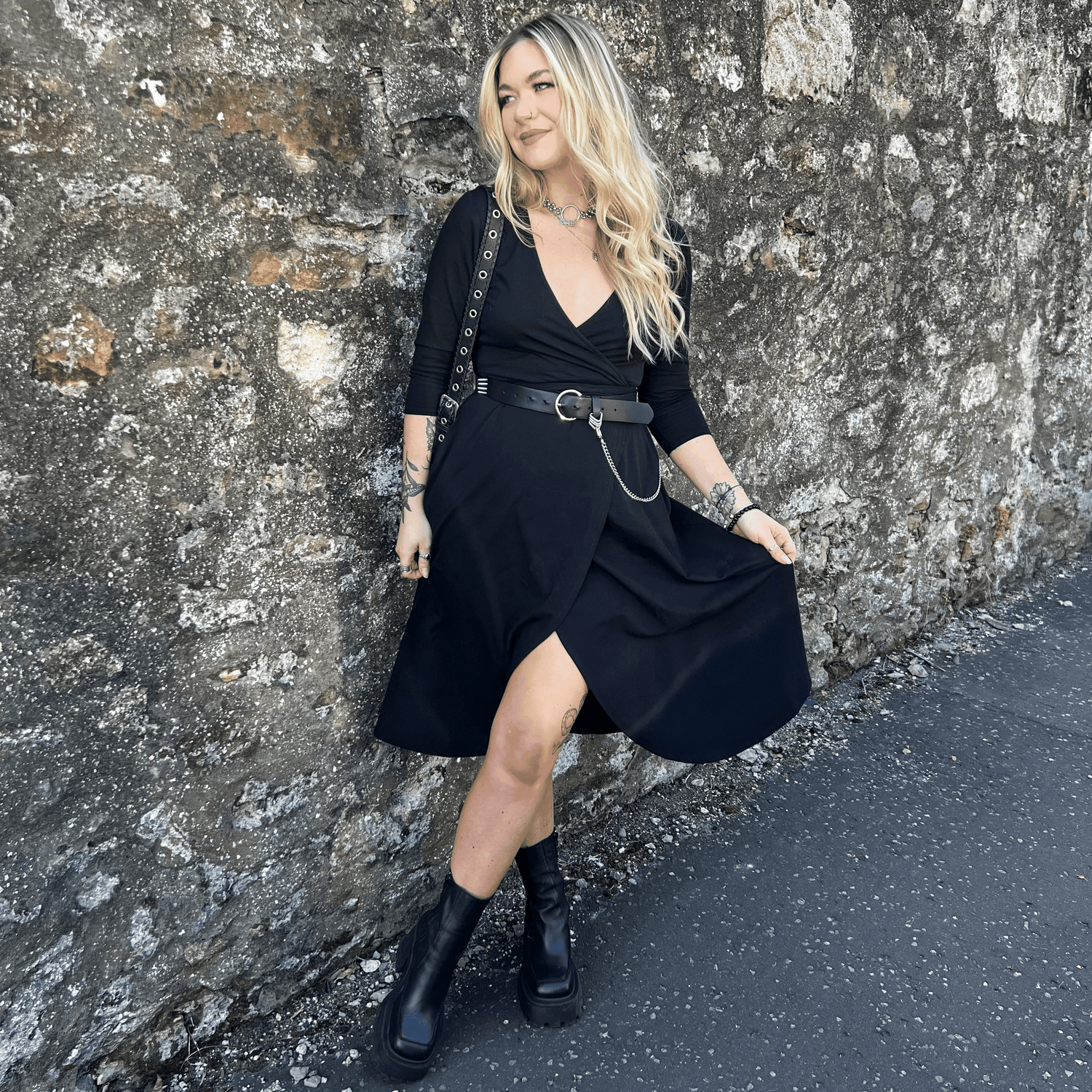 Vestido cruzado - Negro