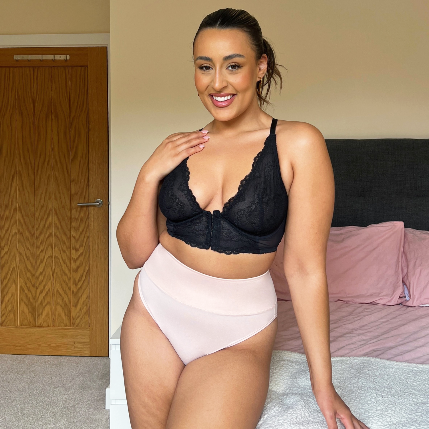 Braguitas de algodón orgánico de pierna alta - Rosa ballet