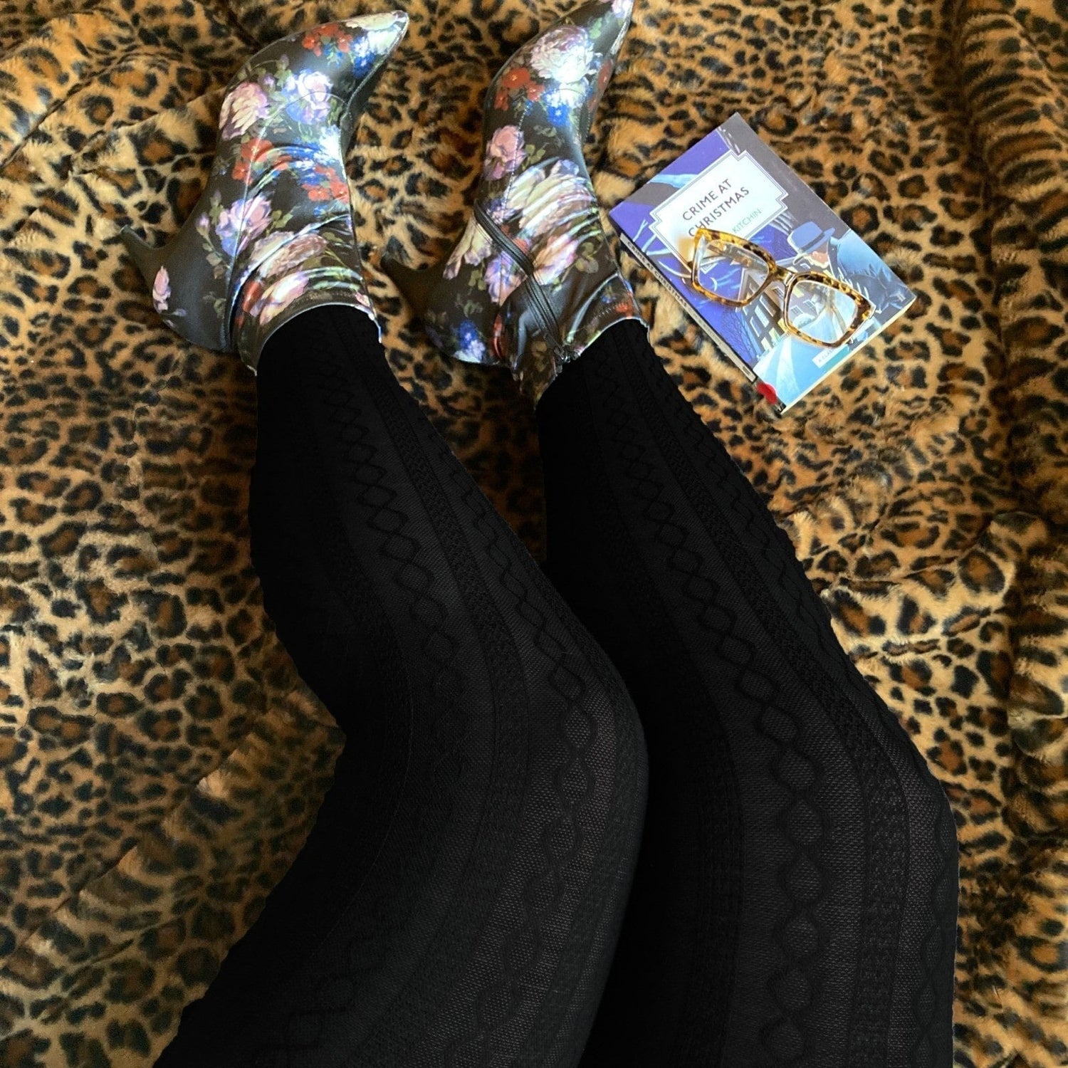 Grannías de lana de punto de cable - Negro (V2)