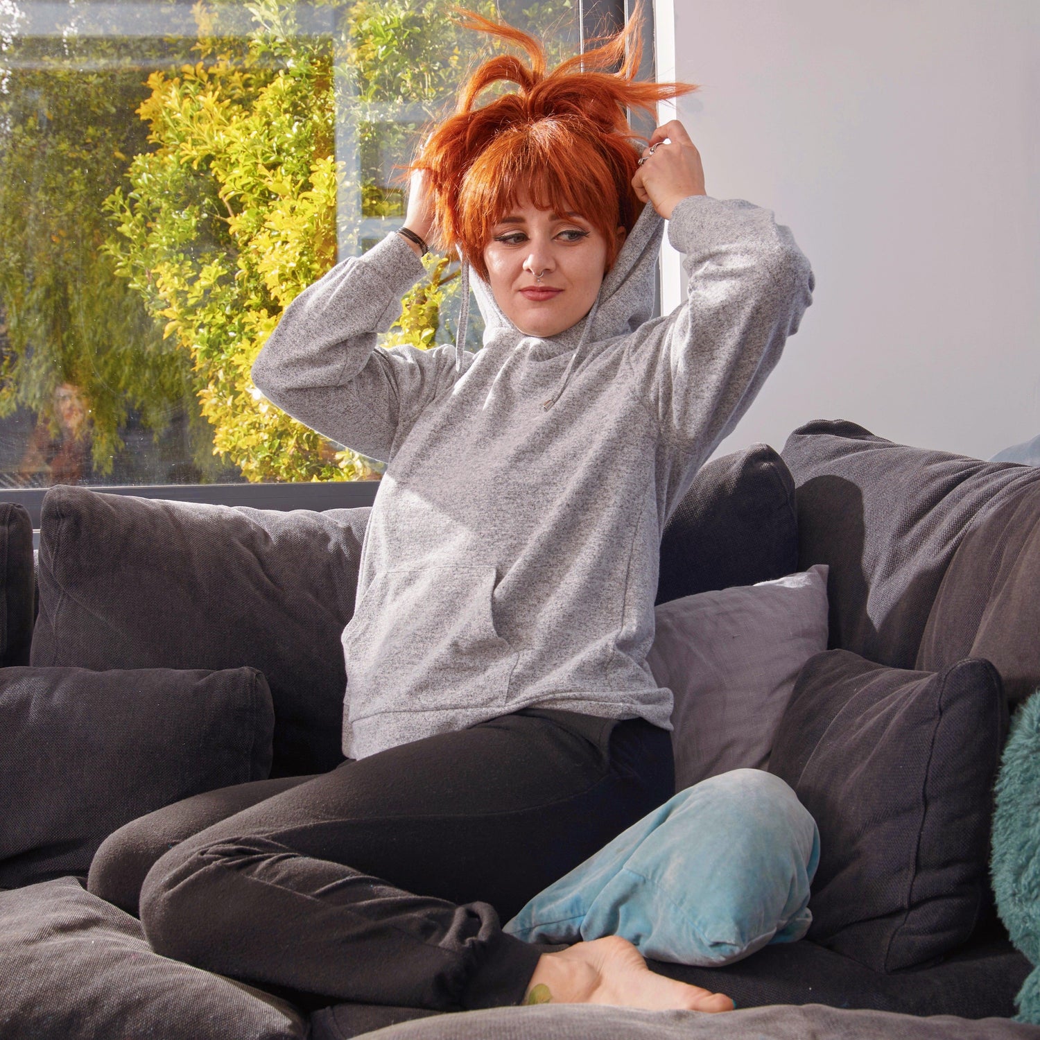 Sudadera con capucha - Gris jaspeado