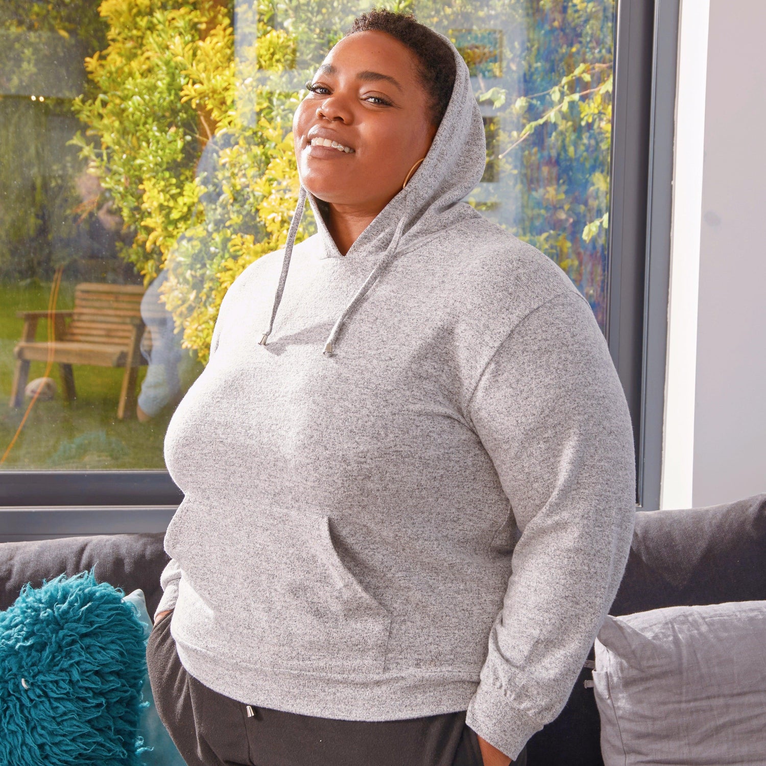 Sudadera con capucha - Gris jaspeado