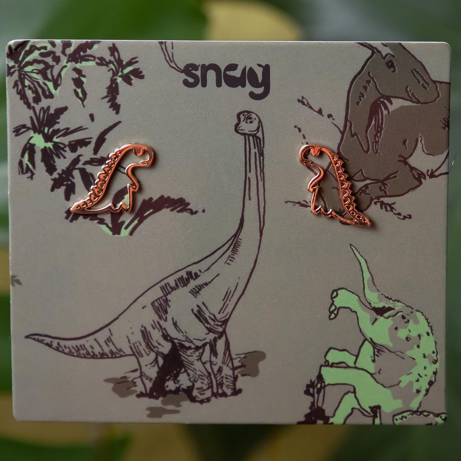 Pendientes de sementales de dinosaurios - Oro