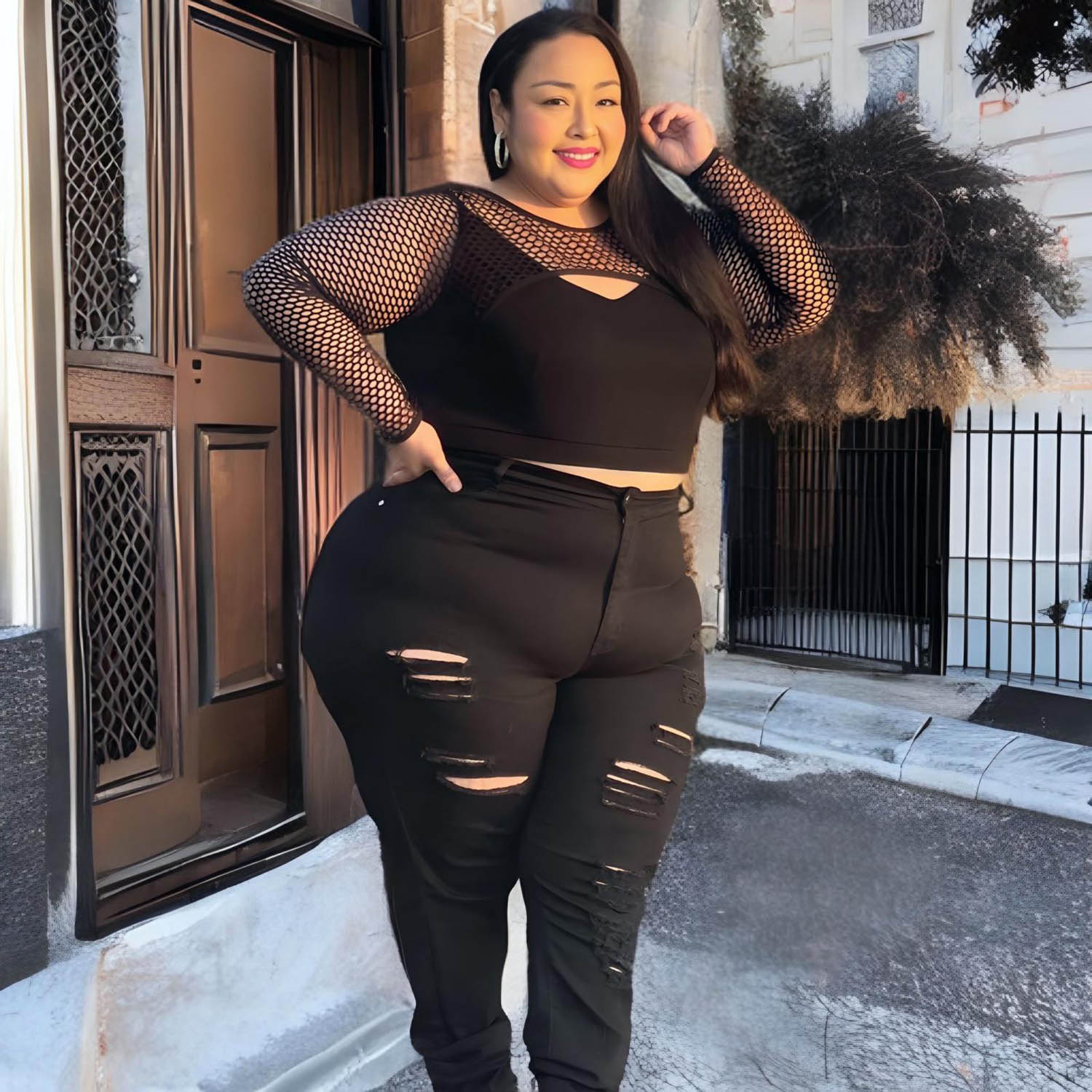 Fishnet Top - Alanis - Negro