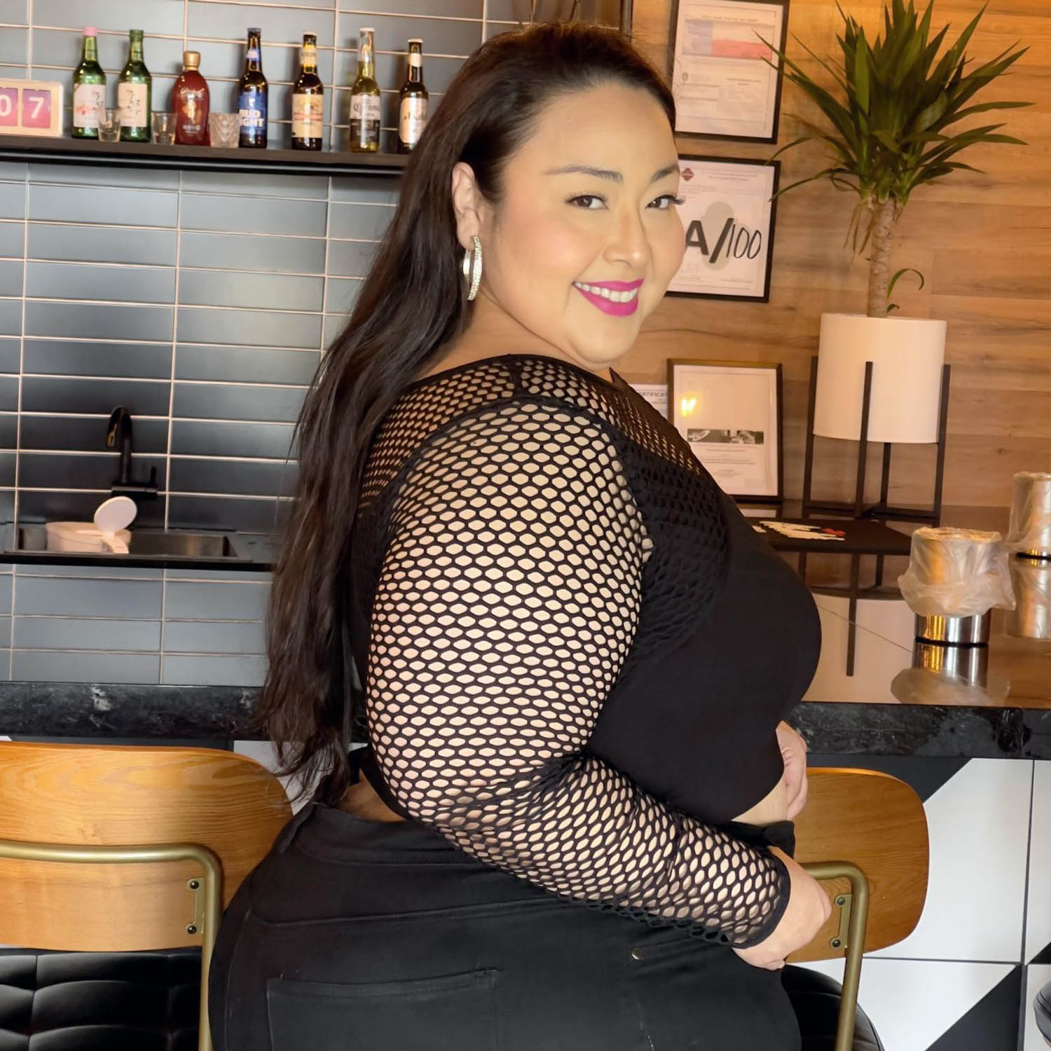 Fishnet Top - Alanis - Negro