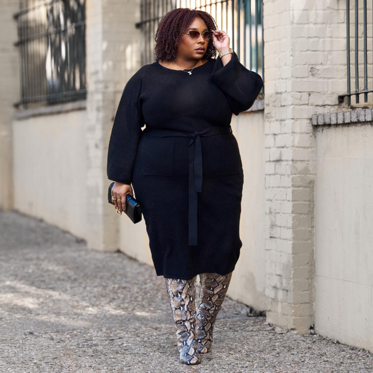 Vestido de capullo de punto midi - negro