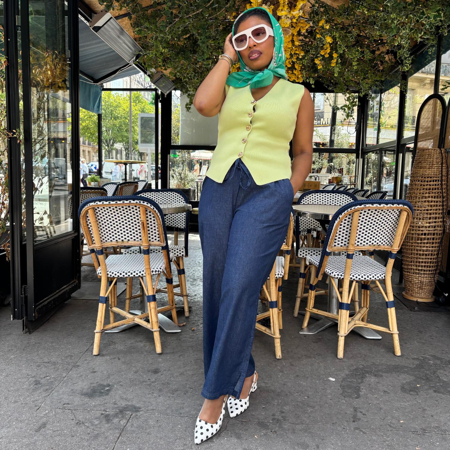 Relaxed Chambray Trousers - Denim