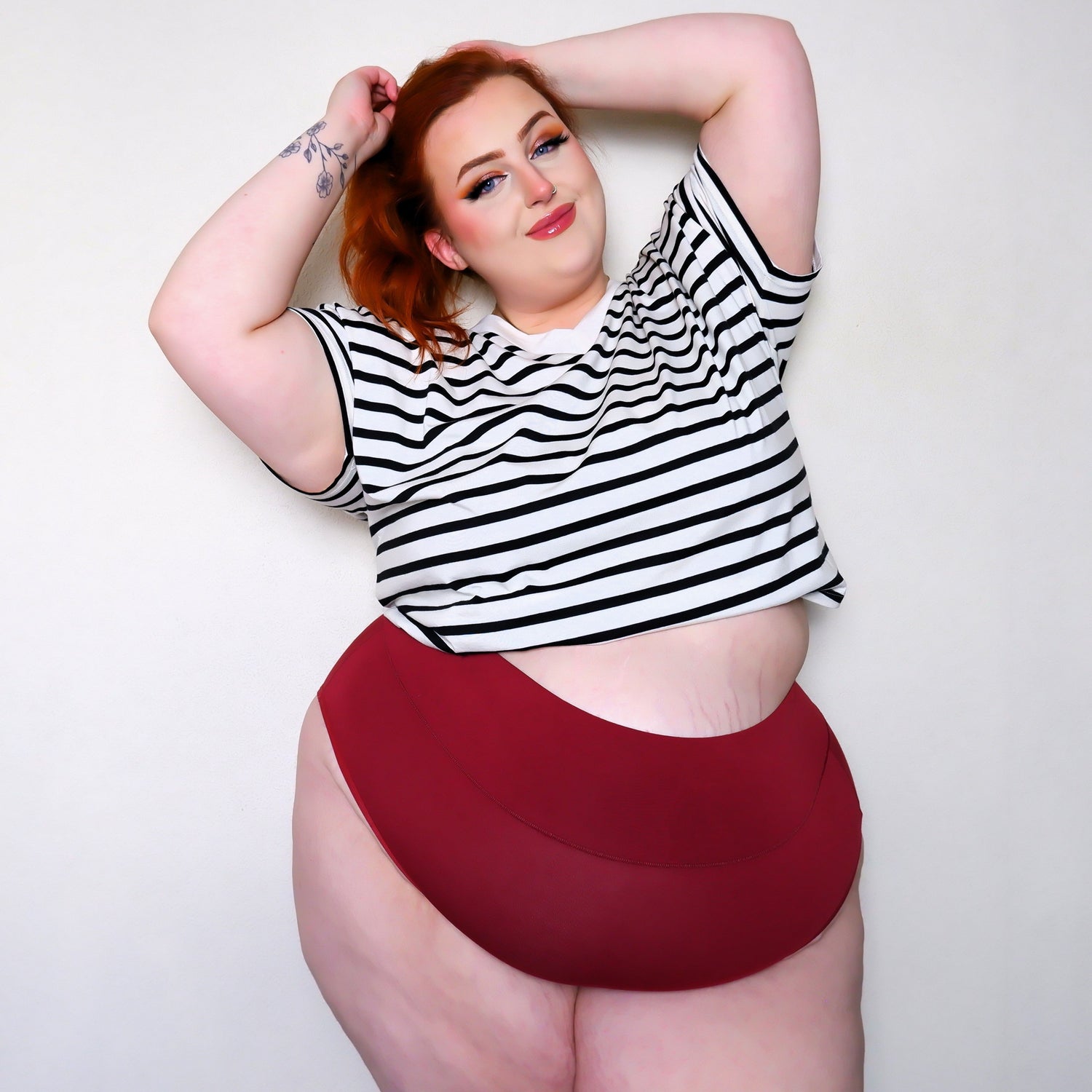 Braguitas de algodón orgánico de pierna alta - Rojo sangre