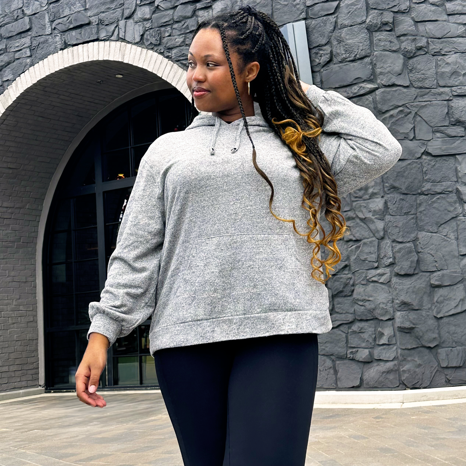 Sudadera con capucha - Gris jaspeado