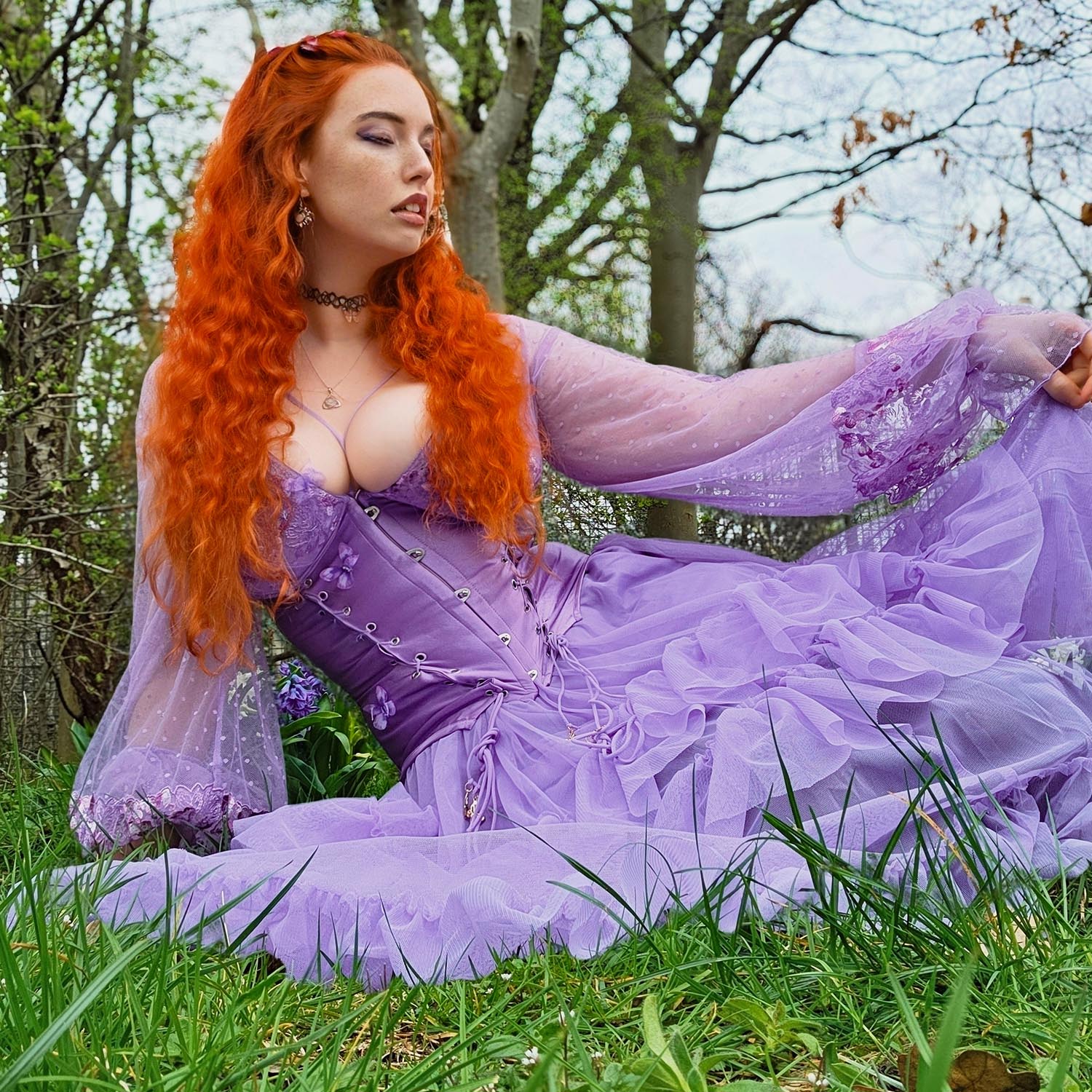 Maxi Mesh Skirt - Lavender Fields