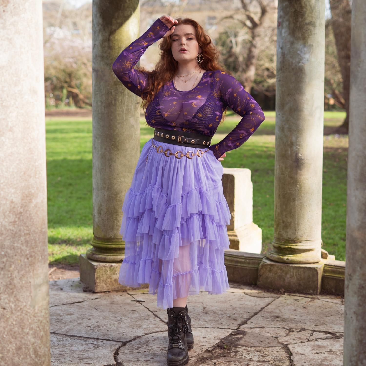 Maxi Mesh Skirt - Lavender Fields