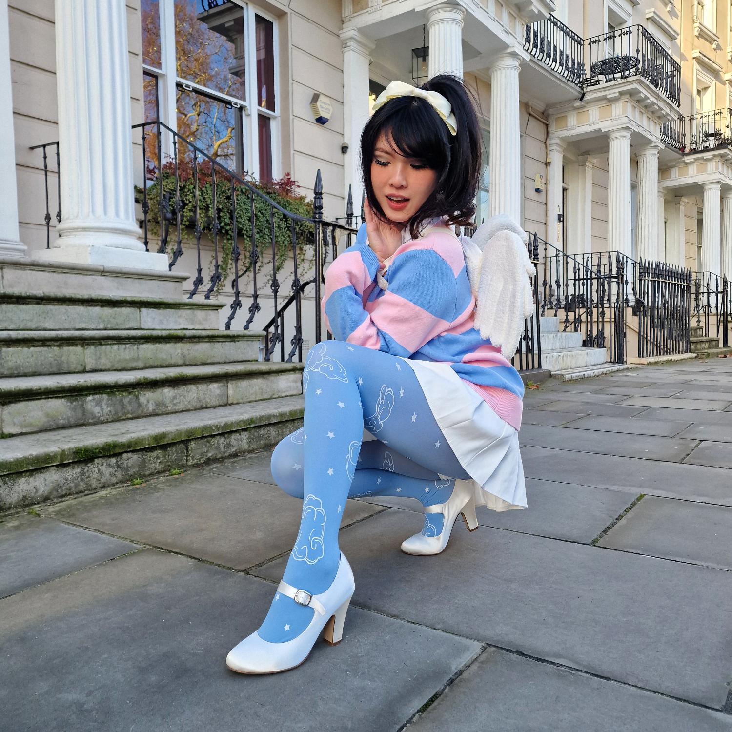 80 Denier Opaque Tights - Woodcut Clouds