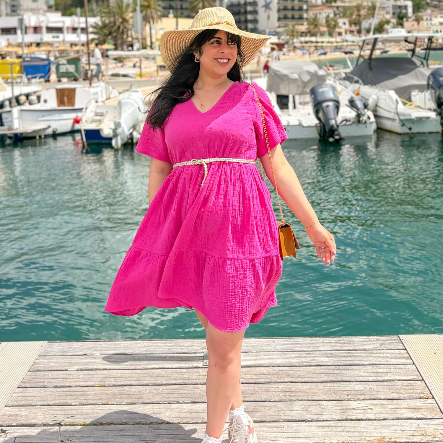 Amrita Cotton Gauze Mini Dress - Peony