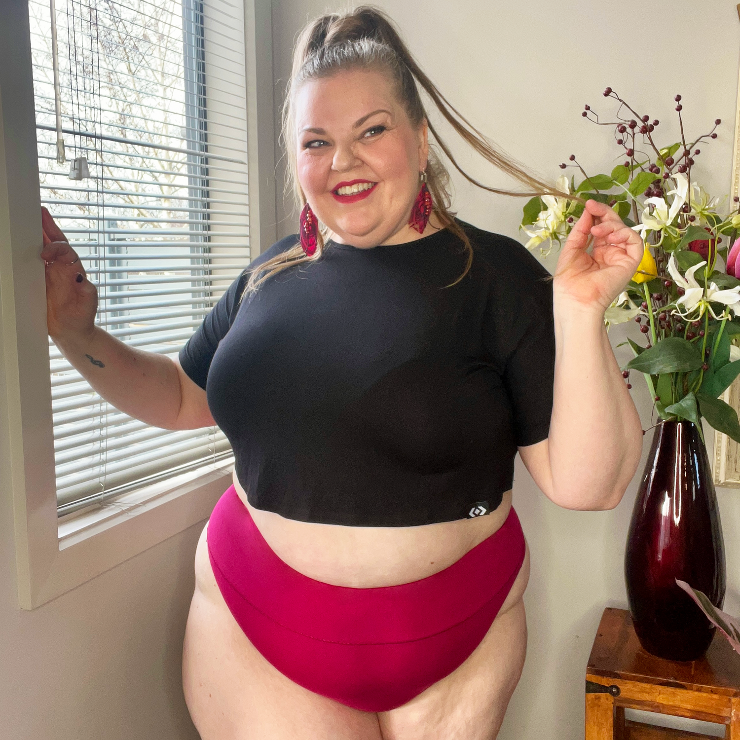 Tanga de algodón orgánico - Frambuesa