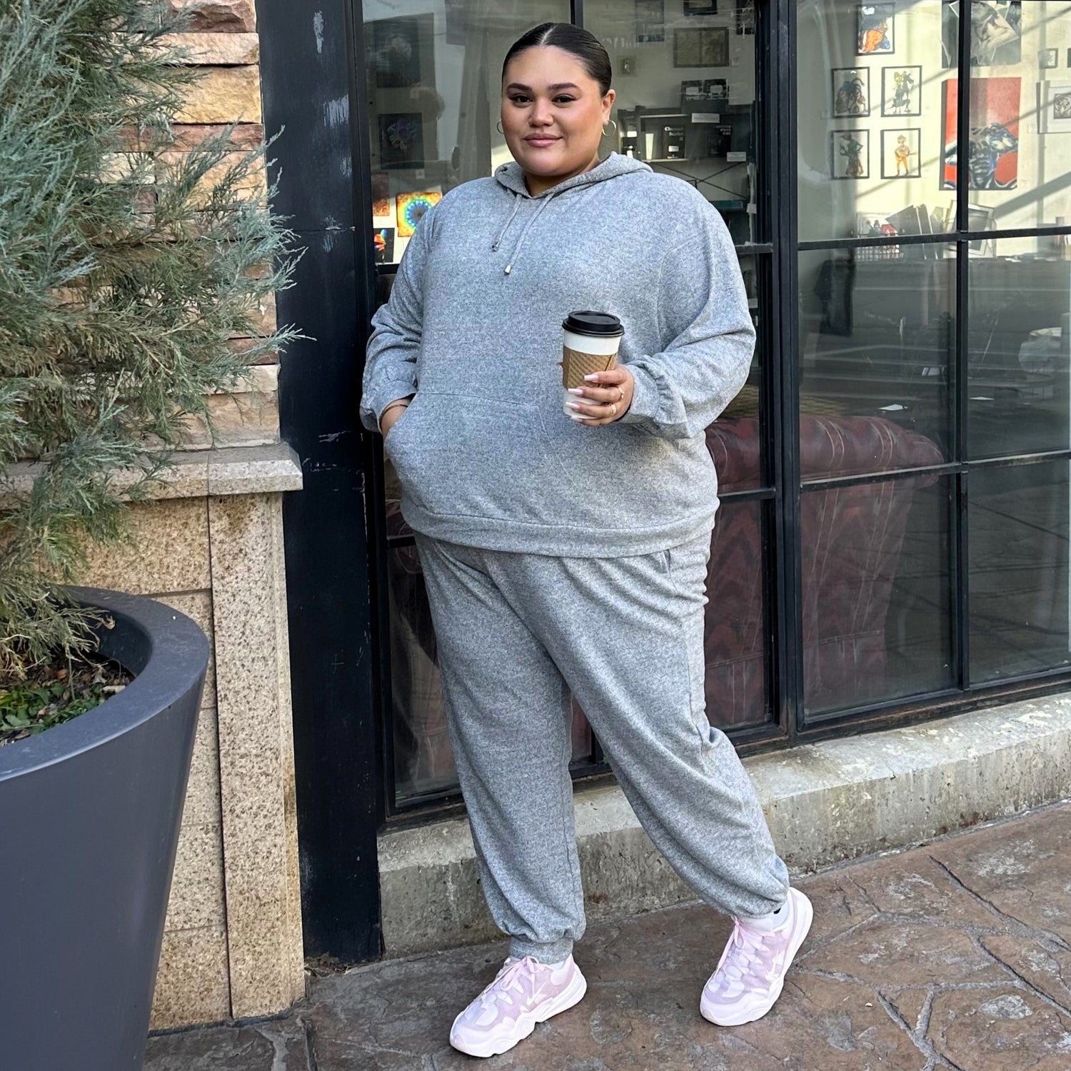 Sudadera con capucha - Gris jaspeado