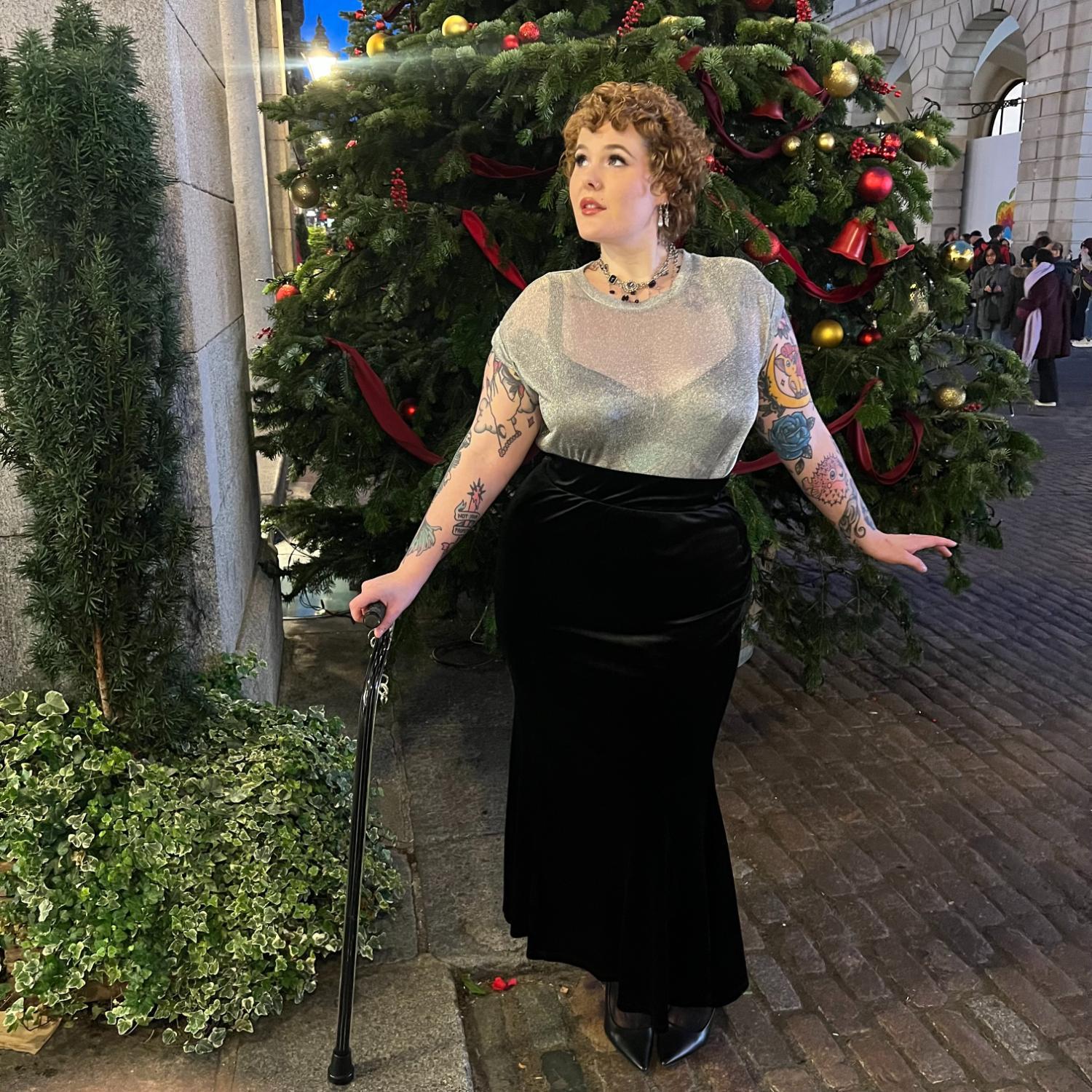 Velvet Mermaid Skirt - Black