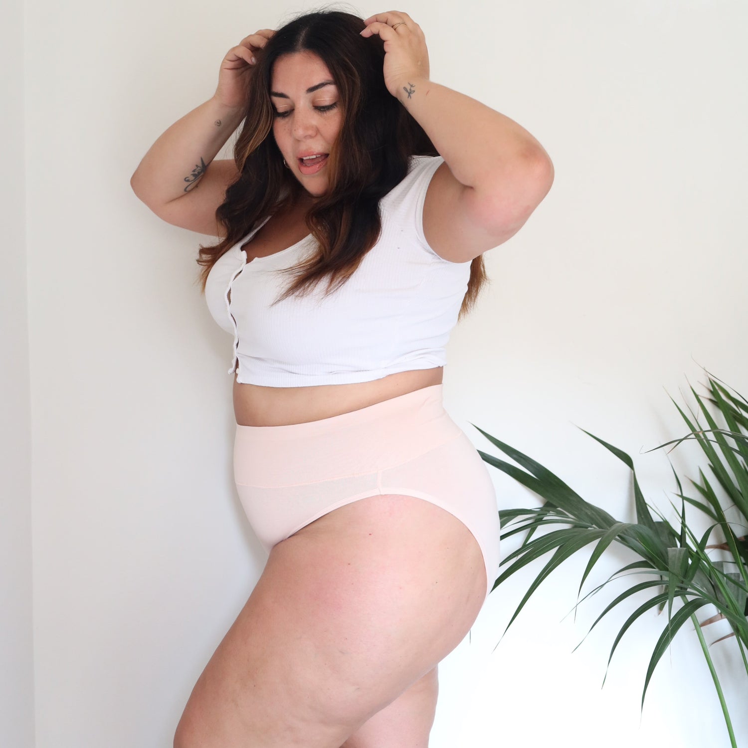 Braguitas de algodón orgánico de pierna alta - Rosa ballet