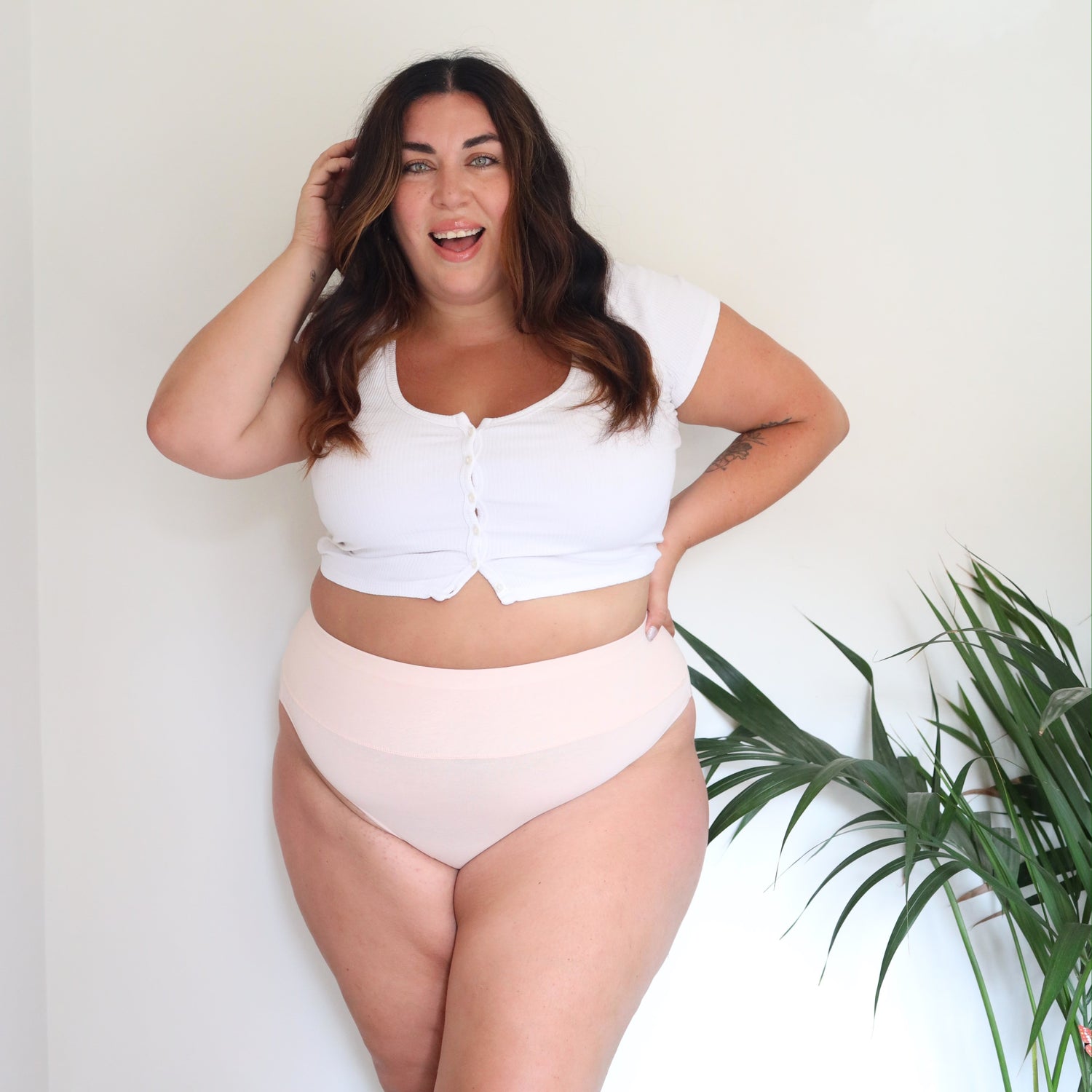 Braguitas de algodón orgánico de pierna alta - Rosa ballet