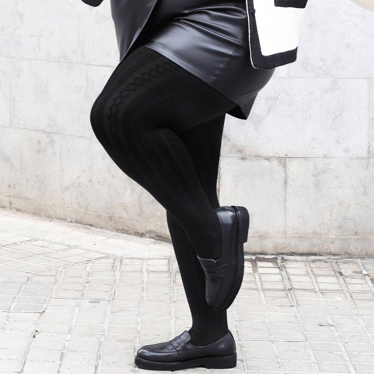 Grannías de lana de punto de cable - Negro (V2)