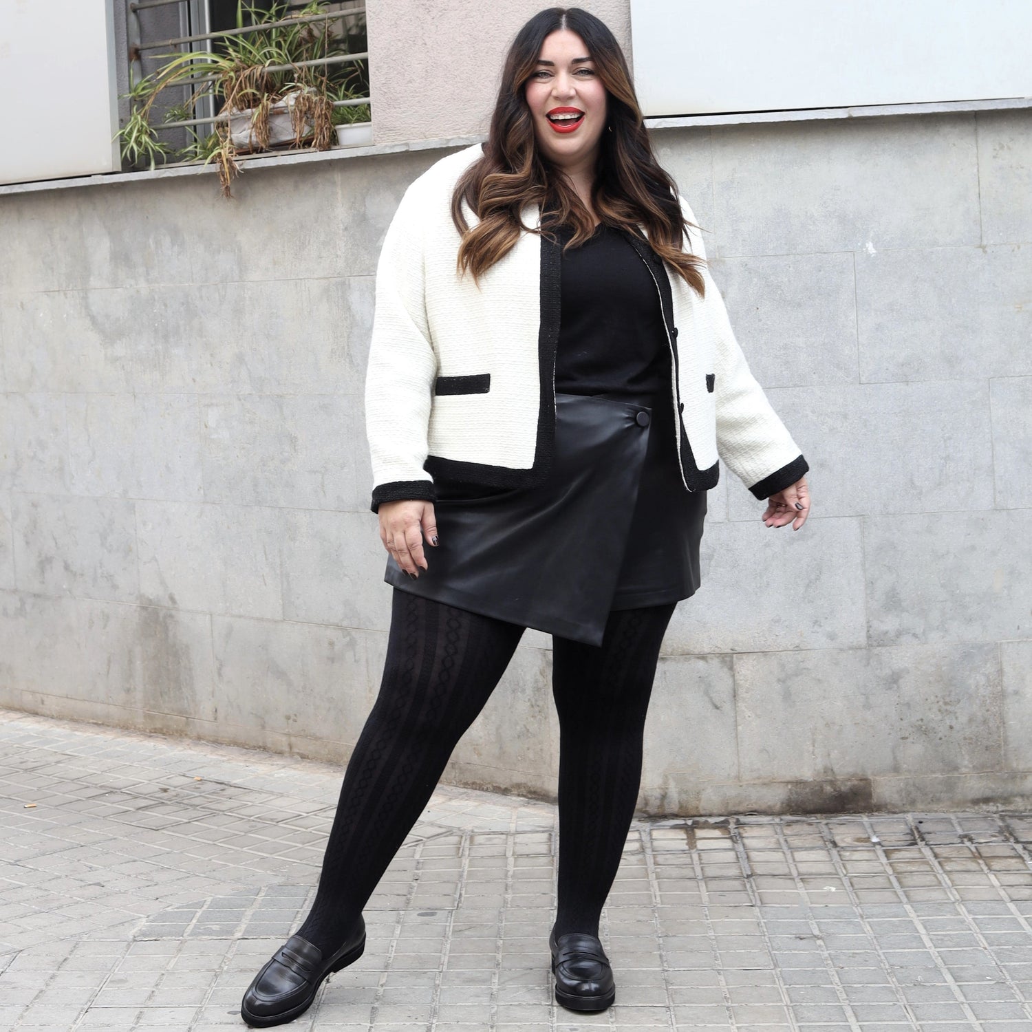 Grannías de lana de punto de cable - Negro (V2)