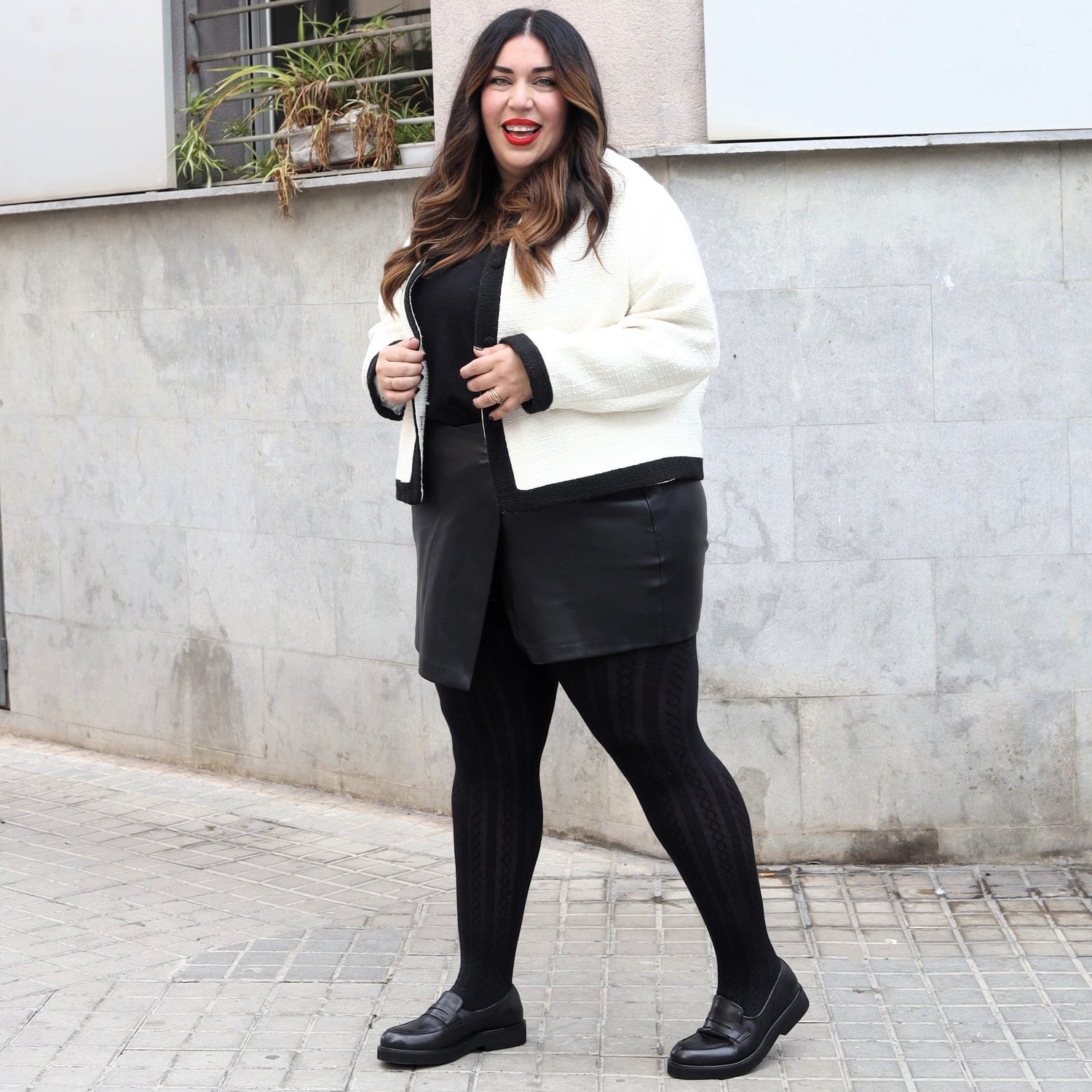 Grannías de lana de punto de cable - Negro (V2)