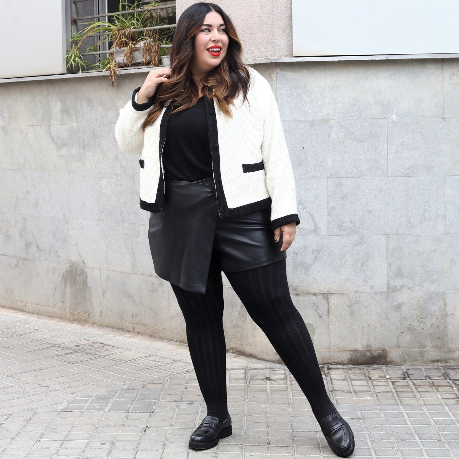 Grannías de lana de punto de cable - Negro (V2)