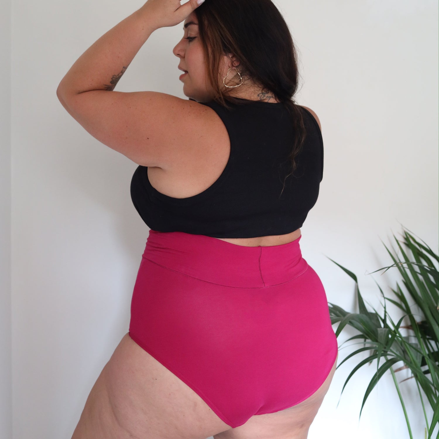 Braguitas de algodón orgánico de cintura alta - Frambuesa