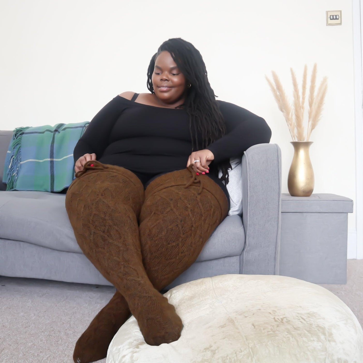 Calcetines hasta el muslo - Chocolate caliente