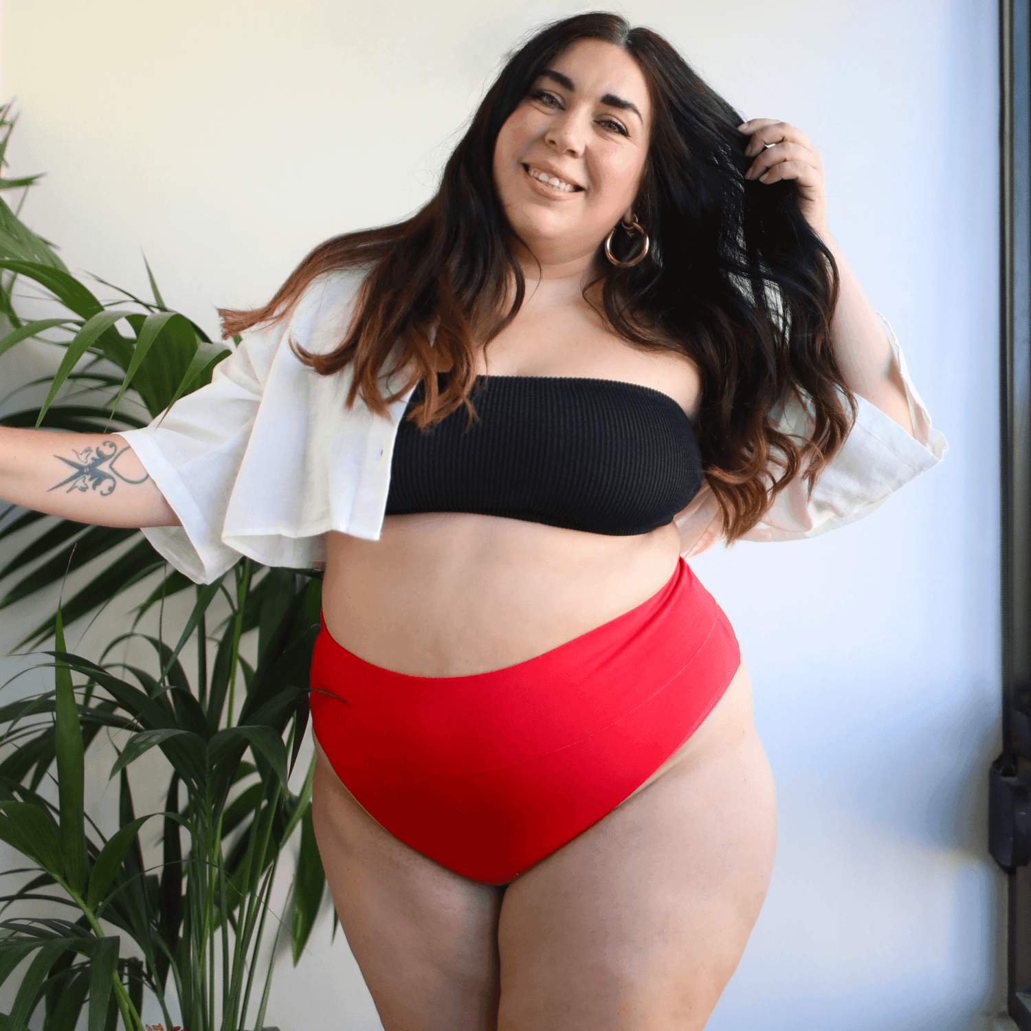 Organic Cotton Cheeky High Leg Knickers - Lobster