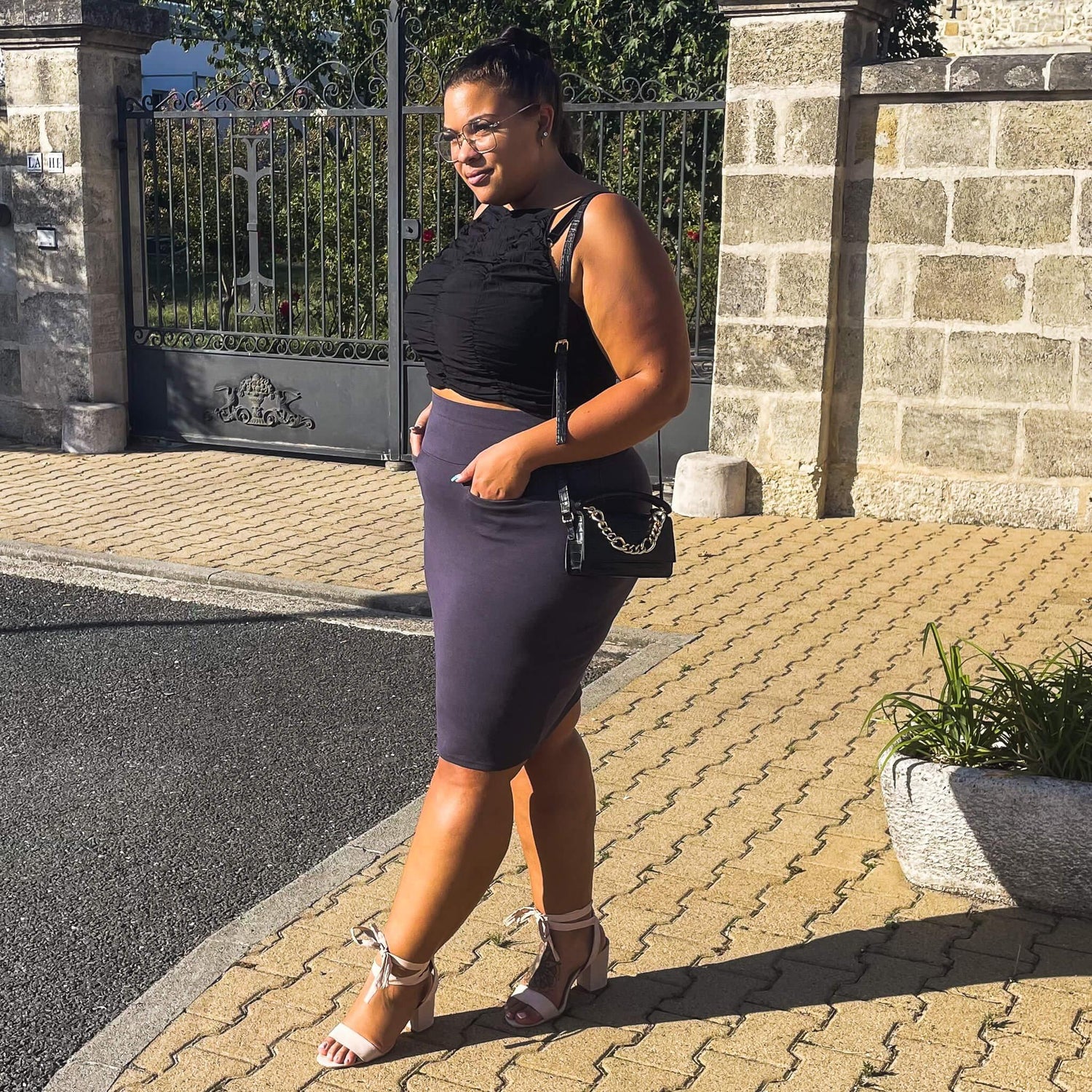 Falda lápiz - Gris pizarra