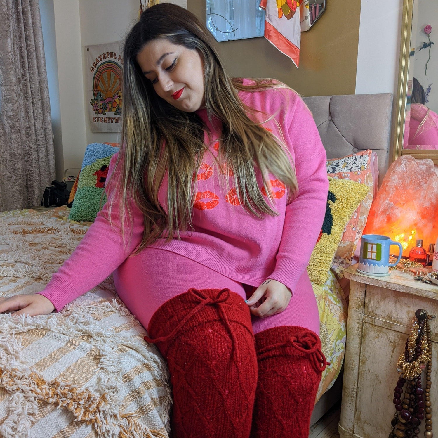 Calcetines hasta el muslo - Langosta