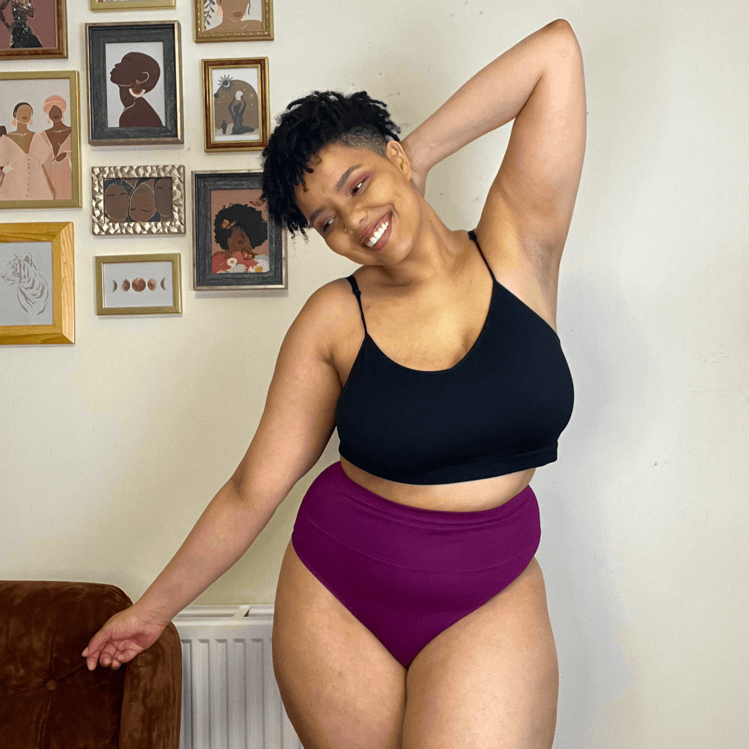 Organic Cotton Cheeky High Leg Knickers - Figgy Pudding