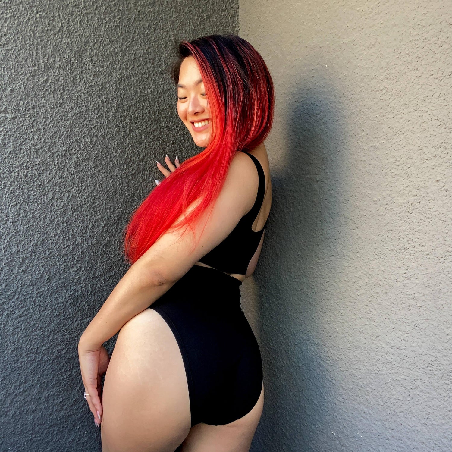 Braguitas de algodón orgánico de pierna alta - Negro