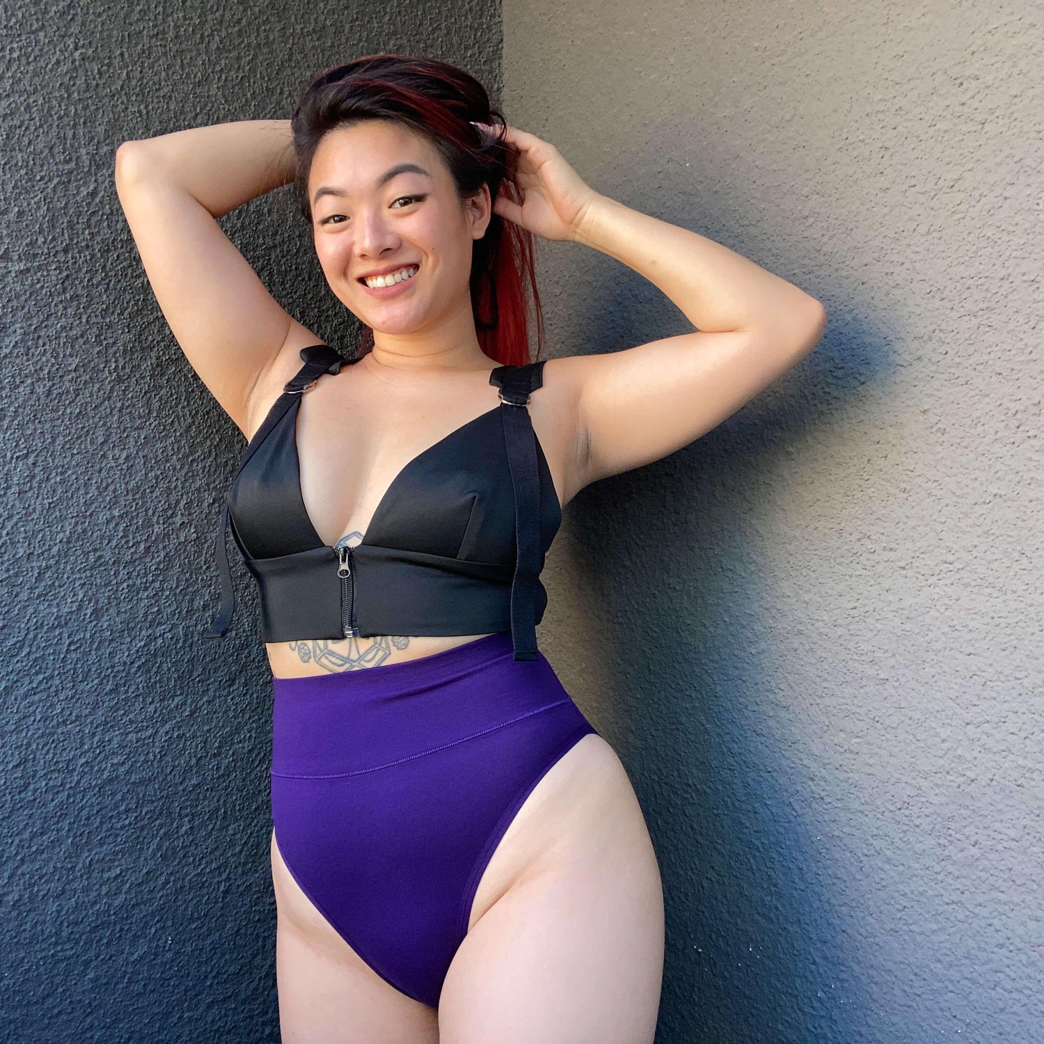 Braguitas de algodón orgánico de pierna alta - Suffragette Purple